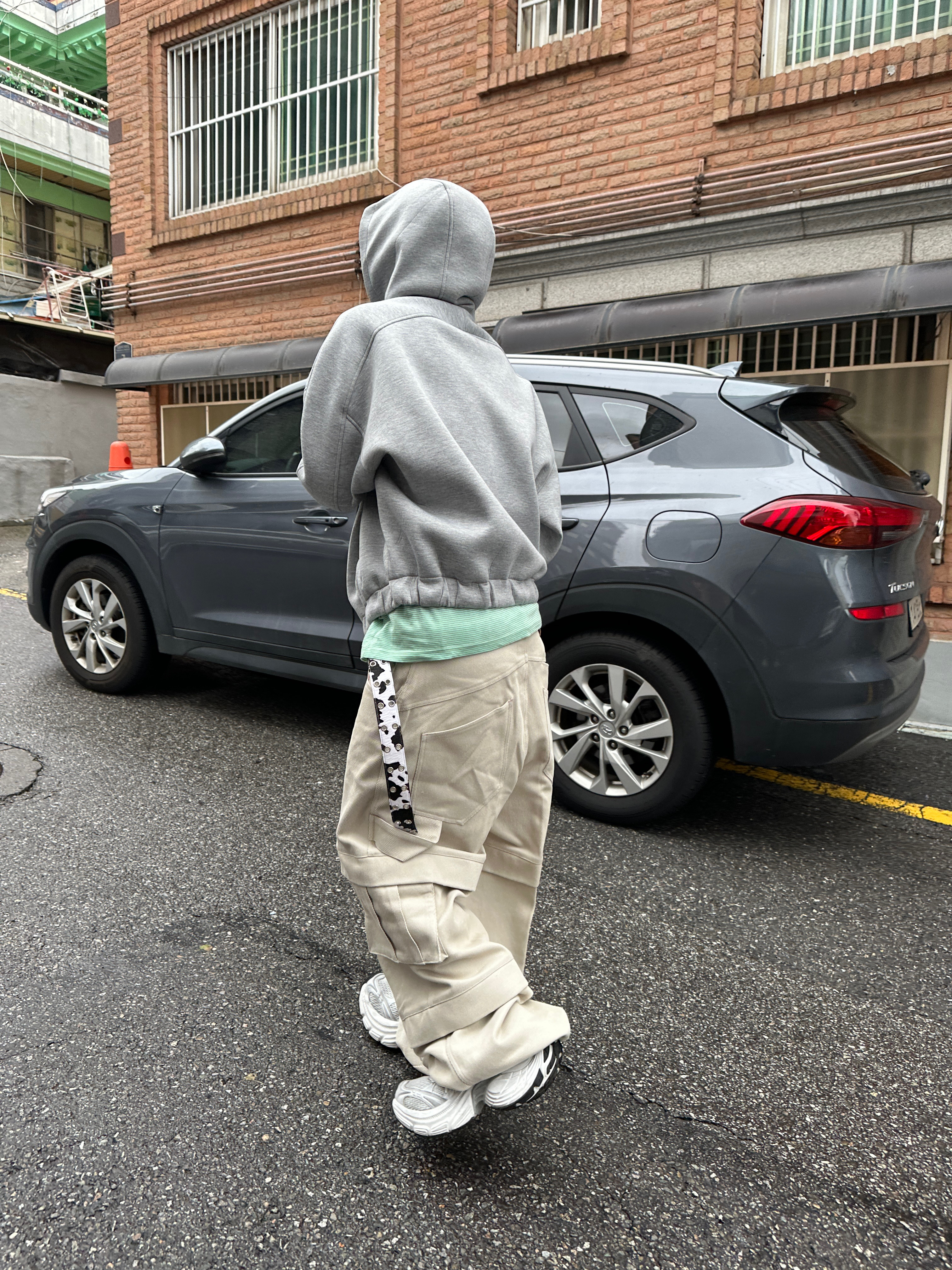 Kamien Balloon Hoodie Zip-Up Melange Gray, Kamien Balloon Hoodie Zip-up Melange Gray 착용 스타일 - 6