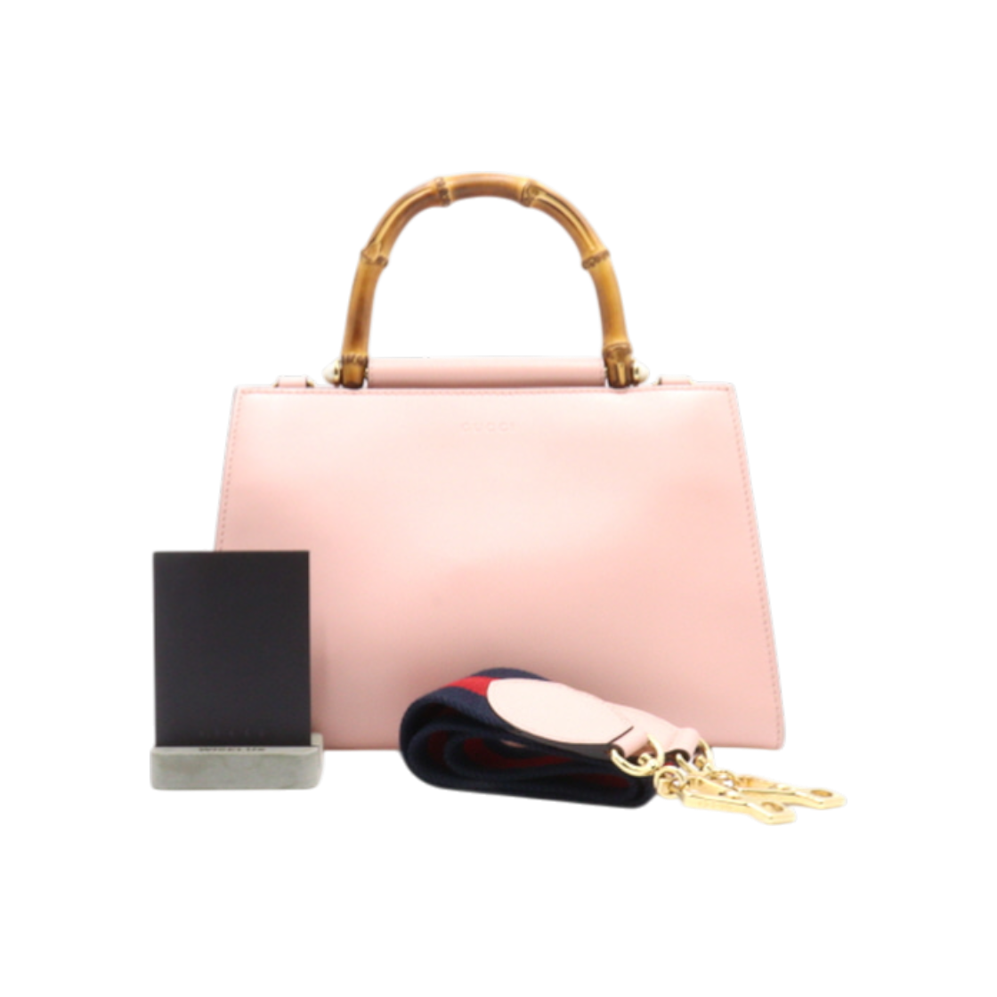 ITCSG3PBA6JM Gucci 459076 Light Pink and Ivory Two-Tone Leather Bamboo Top Handle Small Tote Bag and Shoulder Bag AA36711