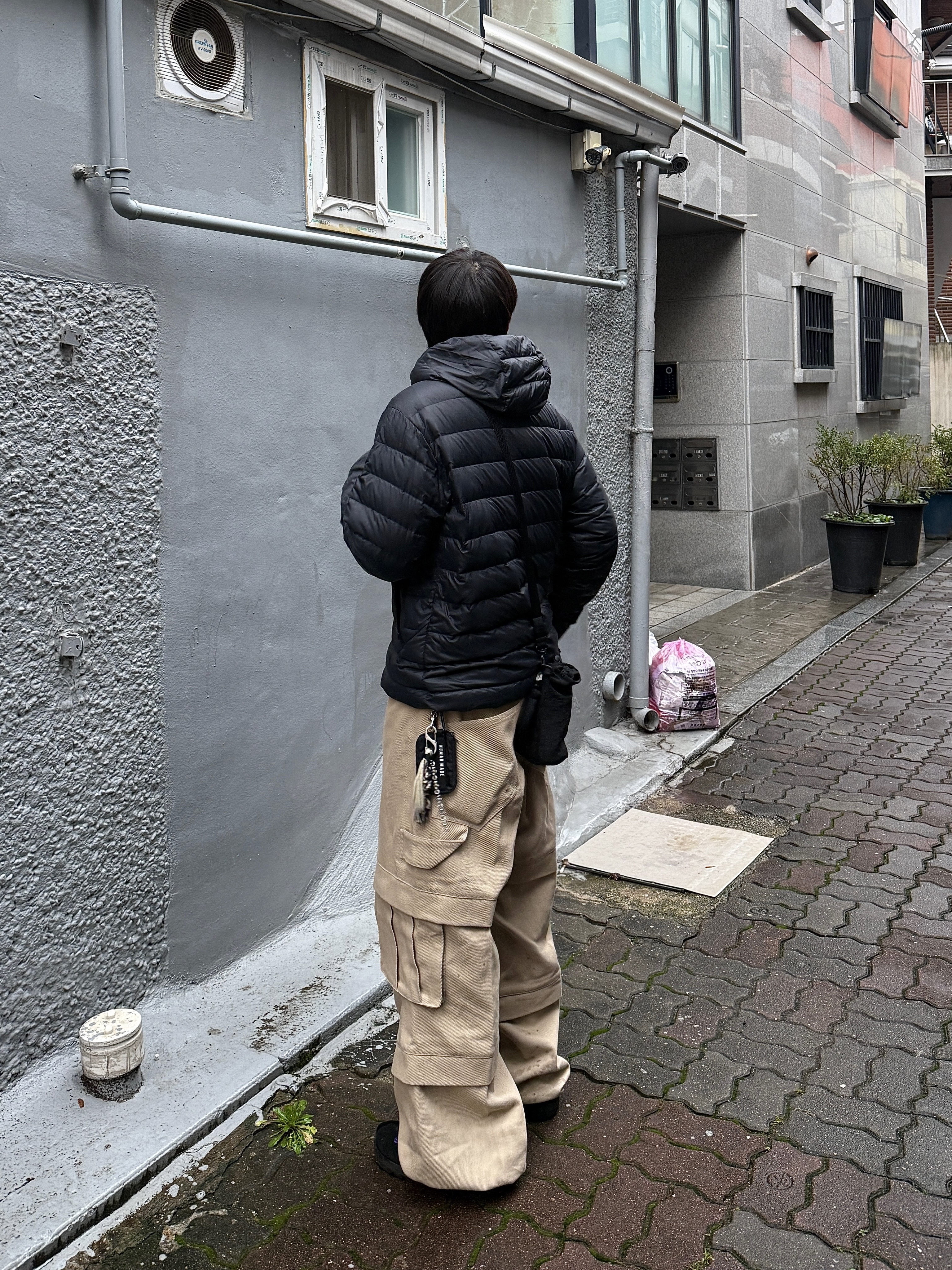 Kamien Titan Baggy Pants Beige, Reebok x Needles Beatnik Moc Core Black Extreme Purple 착용 스타일 - 3