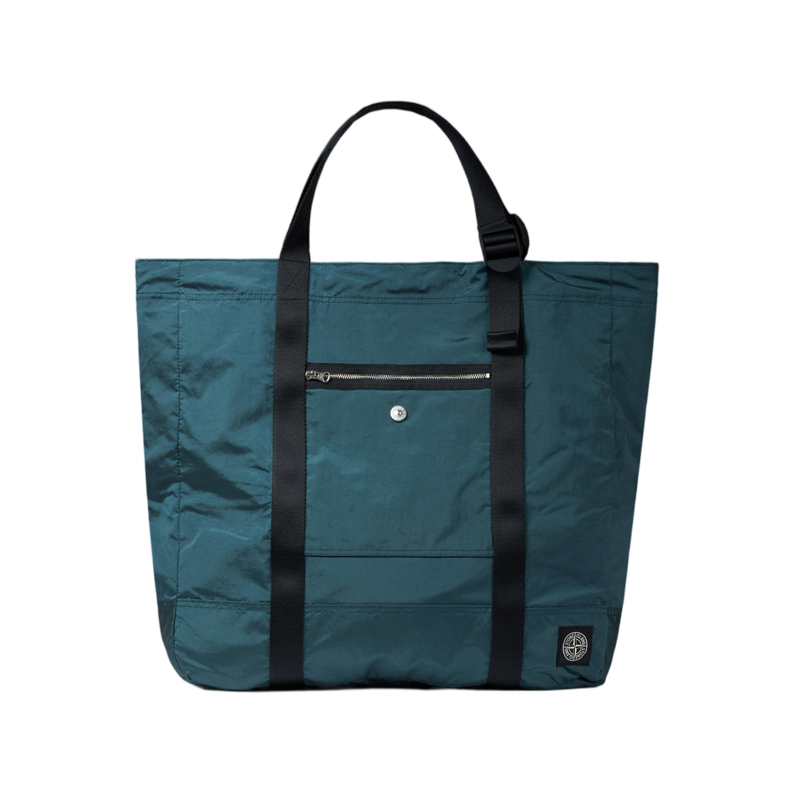 K2S1592000-13S0251-V0057 Stone Island 9200013 Coated Nylon Metal In Econyl Tote Bag with Front Zip Pocket and Ripstop Lining Dark Teal Green - 25FW