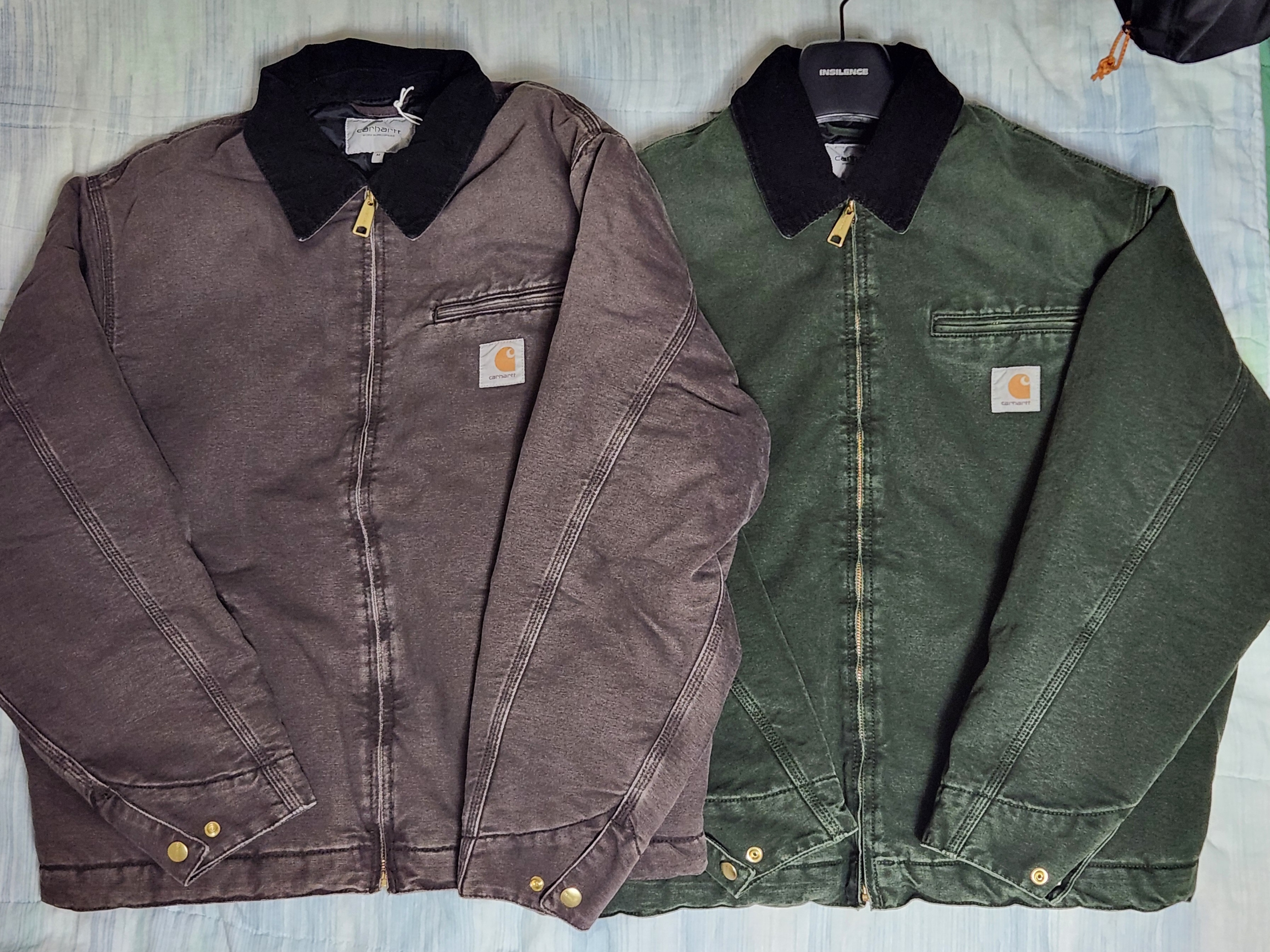 Carhartt WIP OG Detroit Jacket Tobacco Black, Carhartt WIP OG Detroit Jacket Olive Black Stone Canvas - Winter 착용 스타일