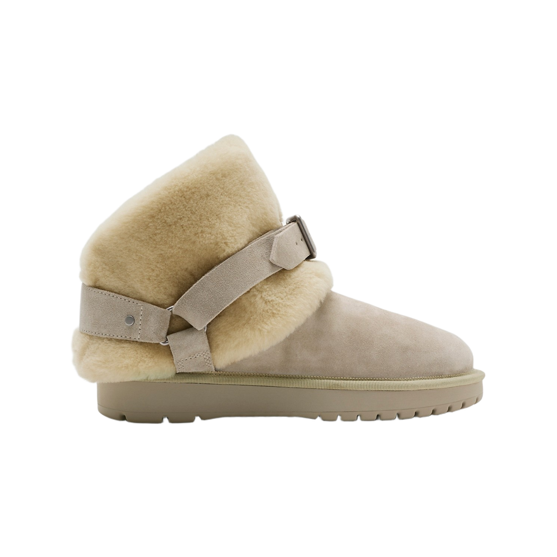 8095352 (W) Burberry Suede and Shearling Chubby Boots Beige