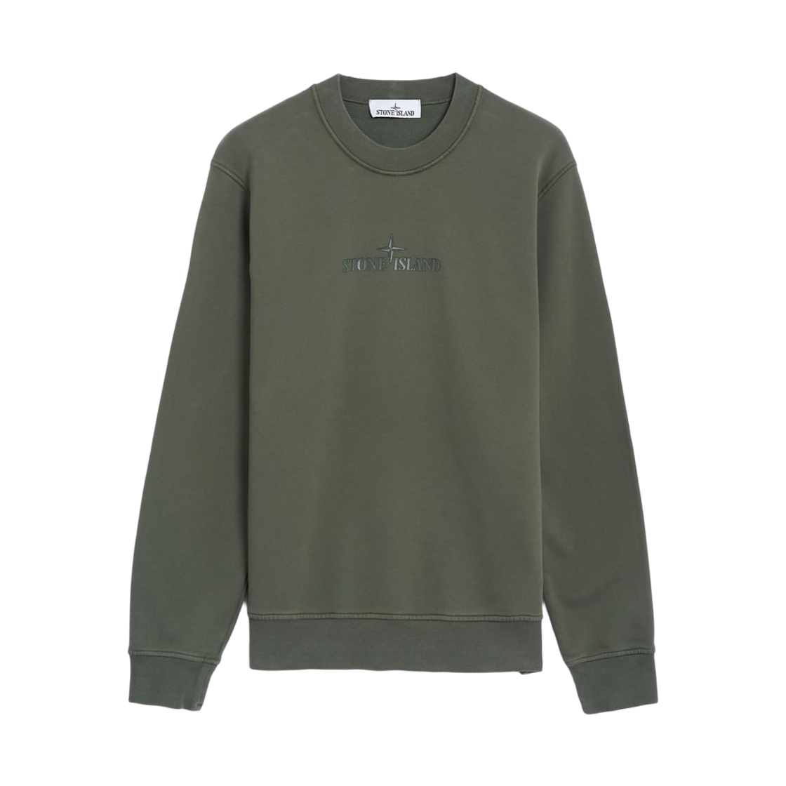 811566182-V0059 Stone Island 66182 Cotton Fleece Crewneck Sweatshirt with Institutional One Print Musk Green - 24FW