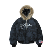 Keymisery Cropped Fur Hood MA-1 Jacket - Black