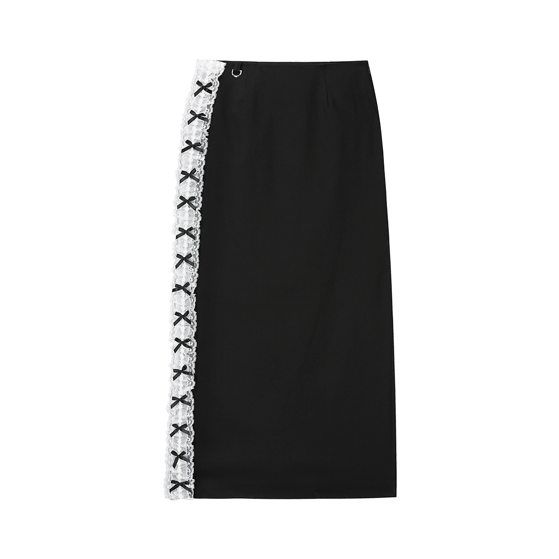 클럿 스튜디오 화이트 레이스 맥시 스커트 블랙(Clut Studio White Lace Maxi Skirt Black)