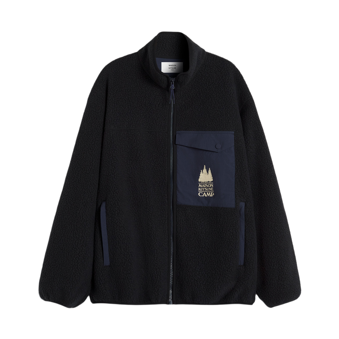 PM02136WM2031-P199 Maison Kitsune Casual Fleece Jacket Black