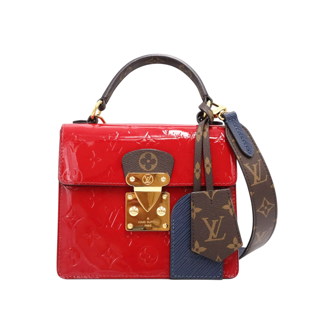 ITE476IK5JCR Louis Vuitton M90505 Scarlet Red Vernis Leather Gold Hardware Spring Street Top Handle 2-Way Bag