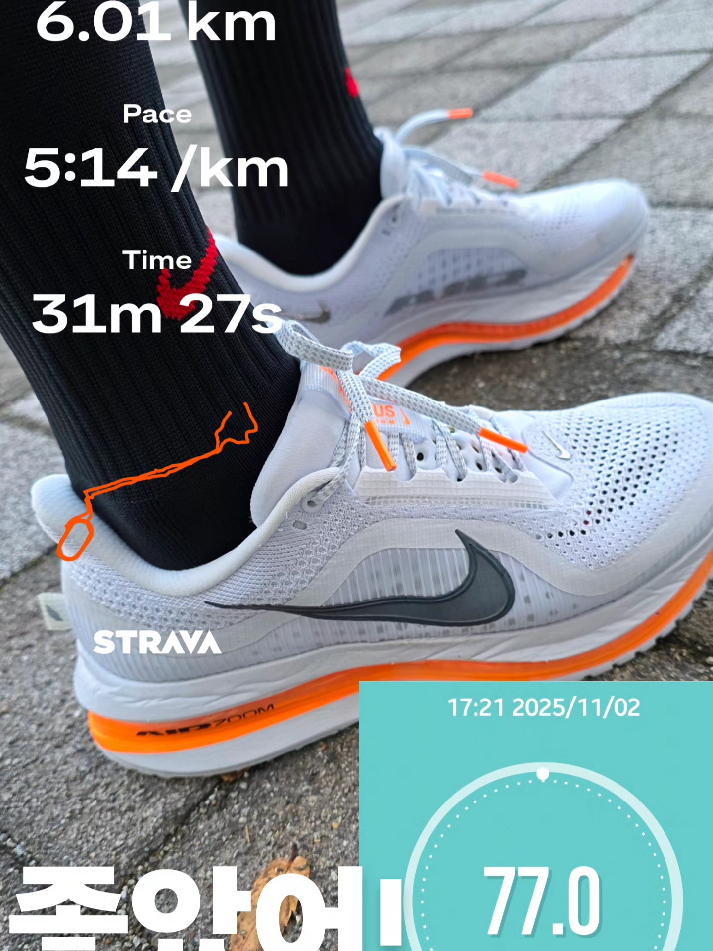 Nike Pegasus Premium Airscape Football Grey Total Orange 착용 스타일