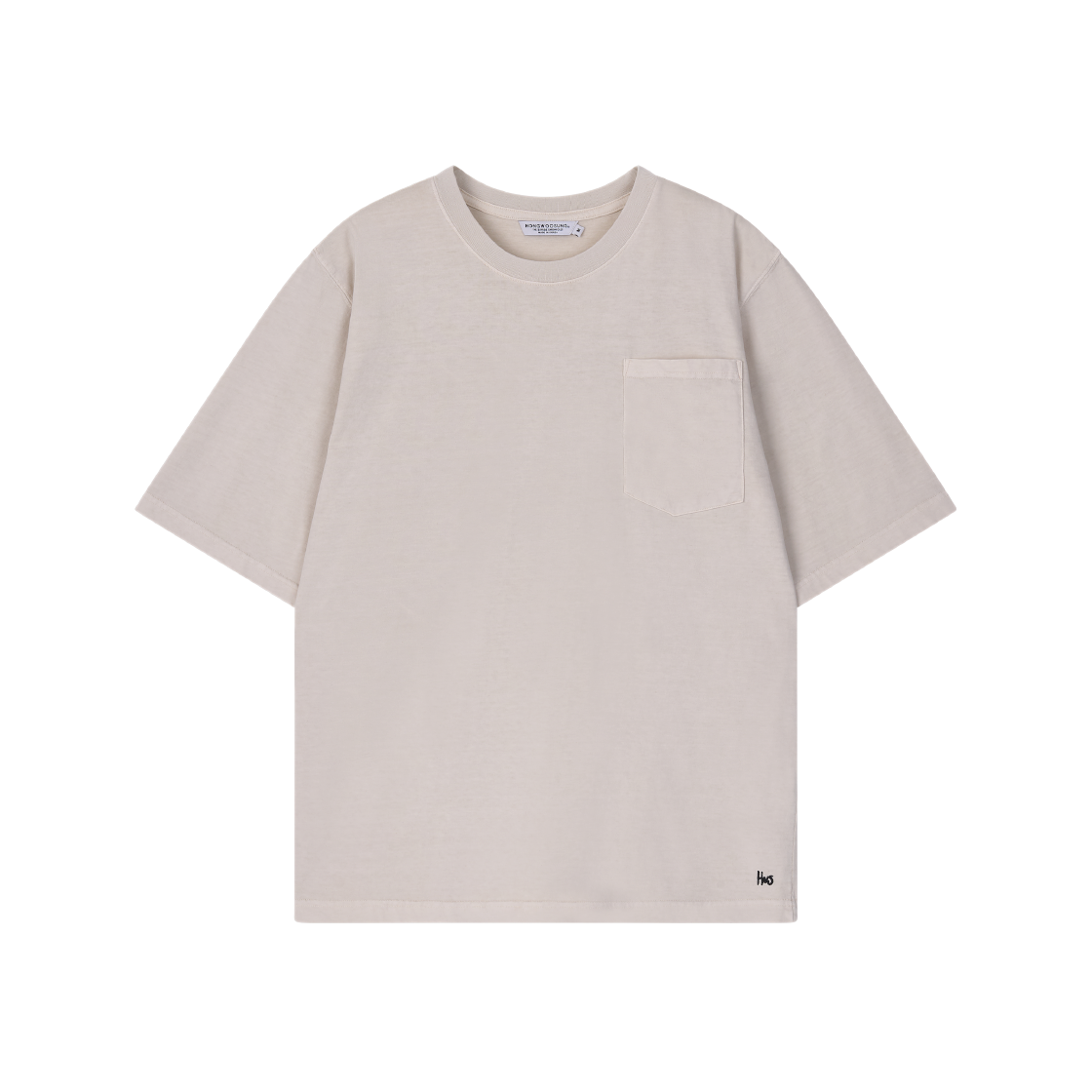 홍우성 피그먼트 포켓 로고 티셔츠 크림(Hongwoosung Pigment Pocket Logo T-Shirts Cream)