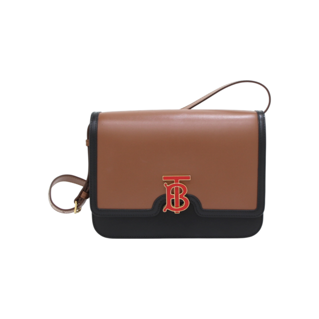 버버리 8012133 브라운 블랙레더 TB 미디움 숄더백 겸 크로스백 aa38152(Burberry Brown and Black Leather TB Medium Shoulder and Crossbody Bag)