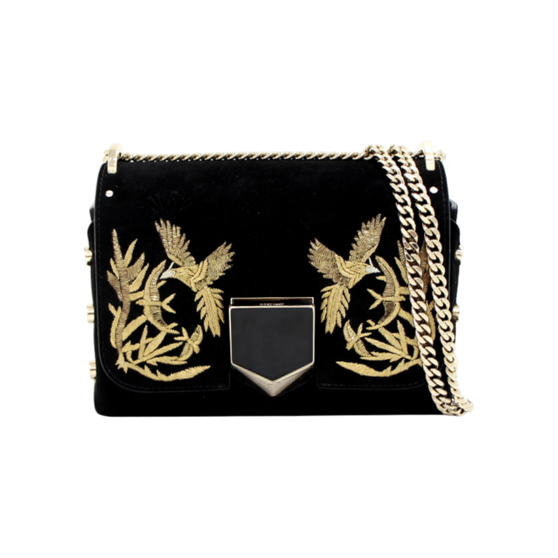 지미추 블랙 스웨이드 자수 로켓 금장체인 숄더백 겸 크로스백 aa37312(Jimmy Choo Black Suede Embroidered Rocket Gold Chain Shoulder and Crossbody Bag AA37312)