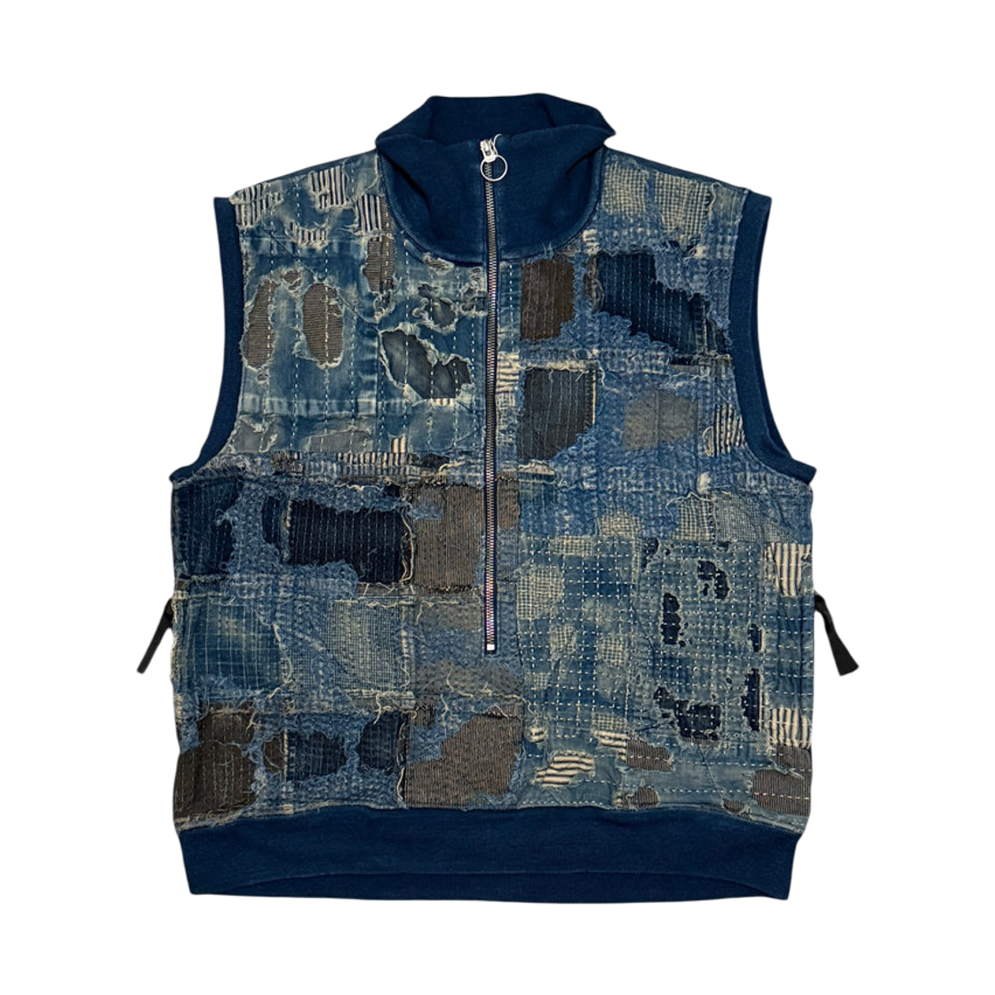 캐피탈 보로 x IDG 플리스 하프 집 베스트 인디고