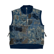 Kapital Boro x IDG Fleece Half Zip Vest Indigo