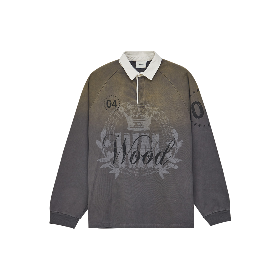 우드먼 그런지 세미 오버핏 피케 티셔츠 - 차콜(Woodman Grunge Semi Oversized Pique T-Shirt - Charcoal)