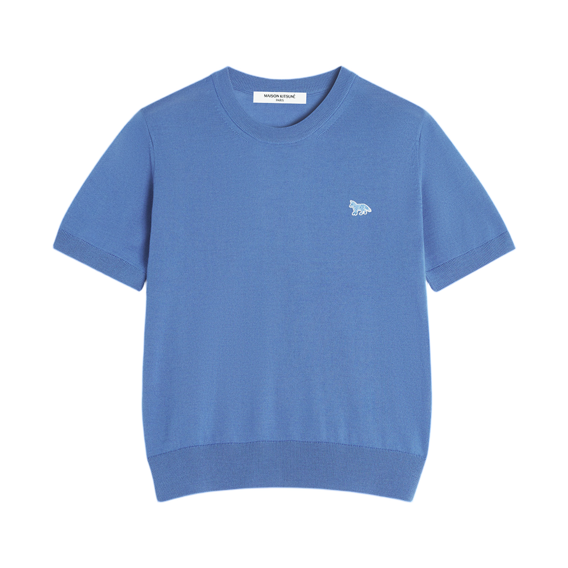 (W) 메종 키츠네 베이비 폭스 파인 메리노 점퍼 라피스 블루((W) Maison Kitsune Baby Fox Fine Merino Jumper Lapis Blue) - 1