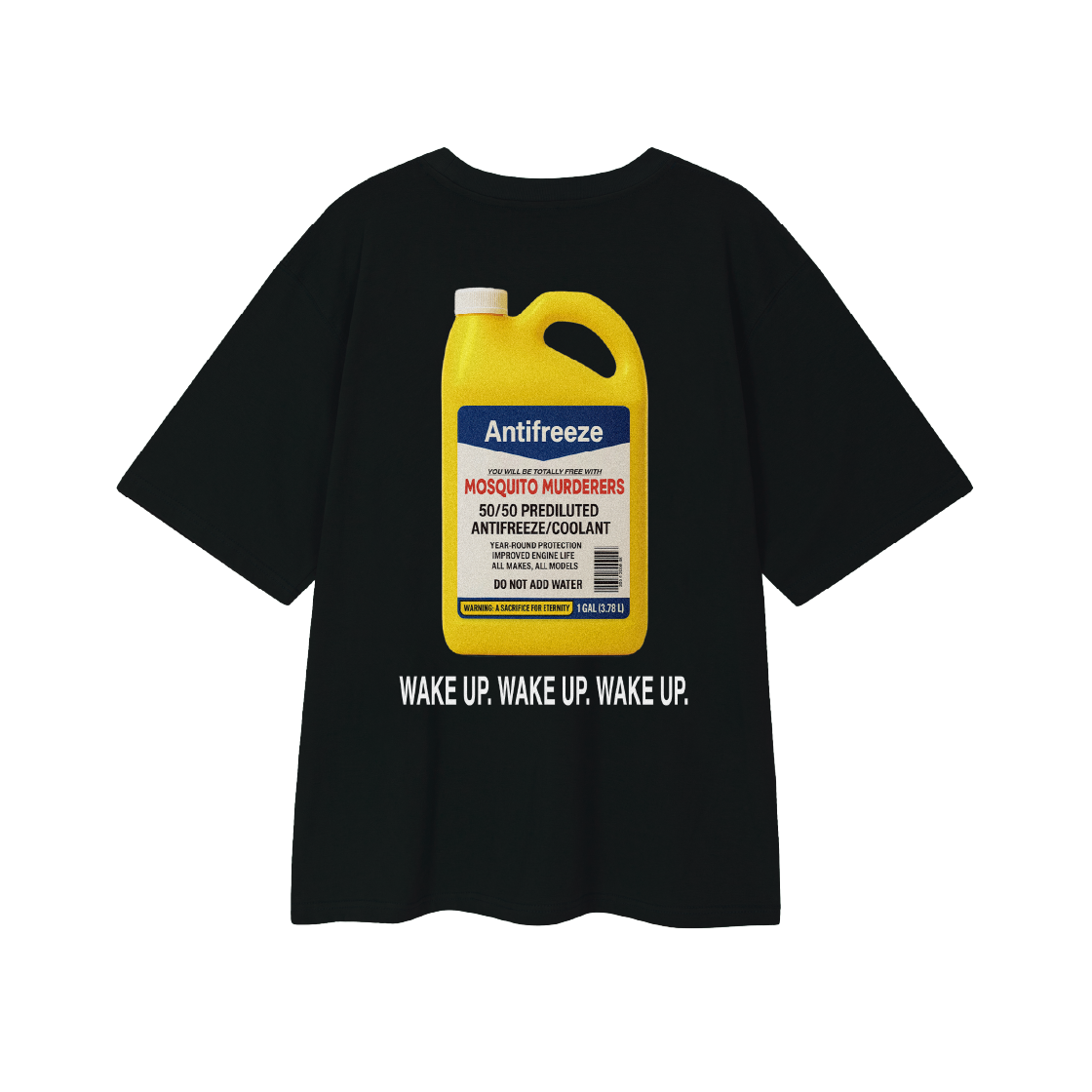 모스키토 머더러스 x 부고니아 웨이컵 웨이컵 웨이컵 티셔츠 블랙(Mosquito Murderers x BUGONIA WAKE UP WAKE UP WAKE UP T-Shirt Black)