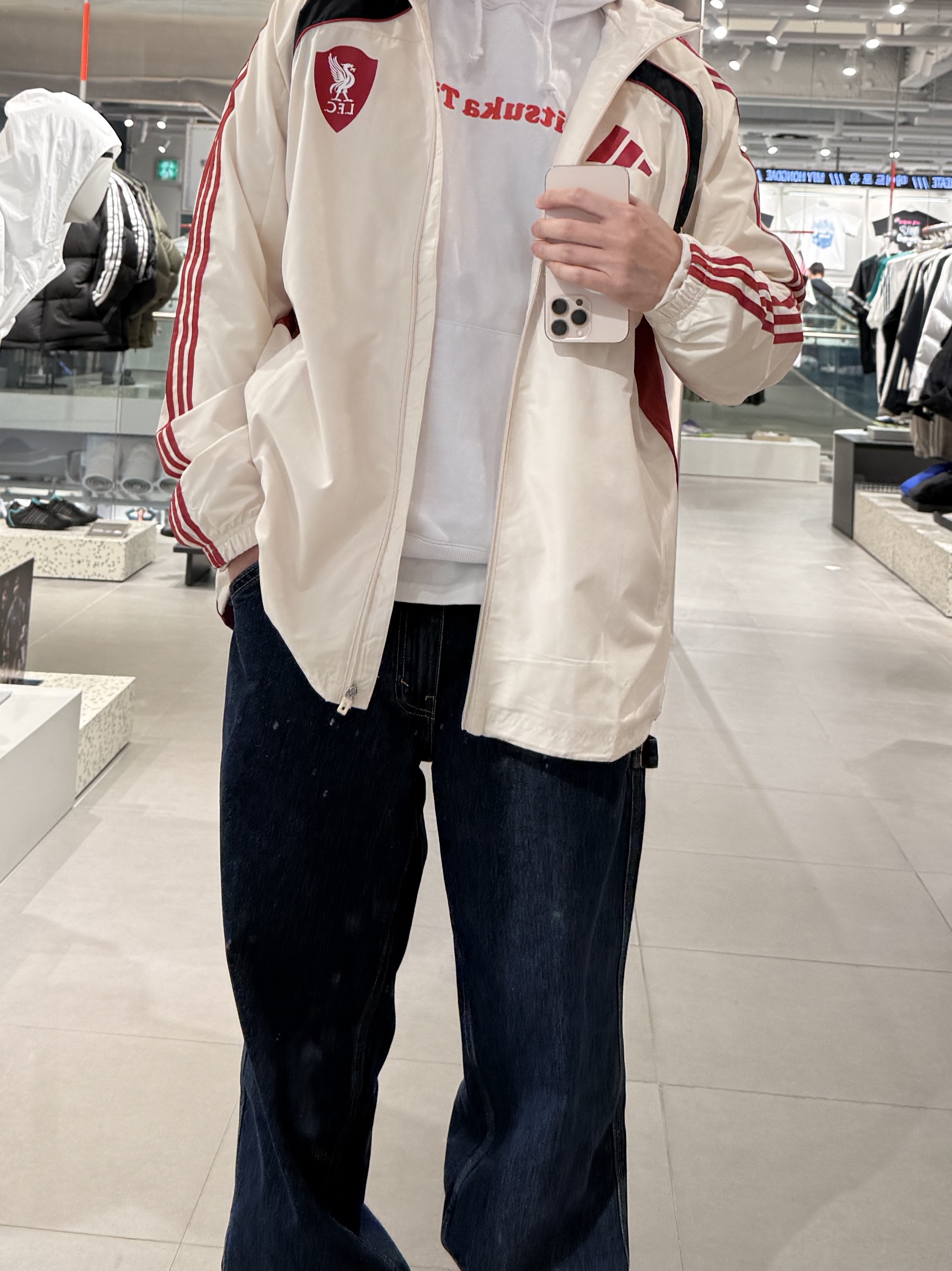 Adidas Liverpool FC Tiro 25 Competition All Weather Jacket Wonder White - KR Sizing 착용 스타일