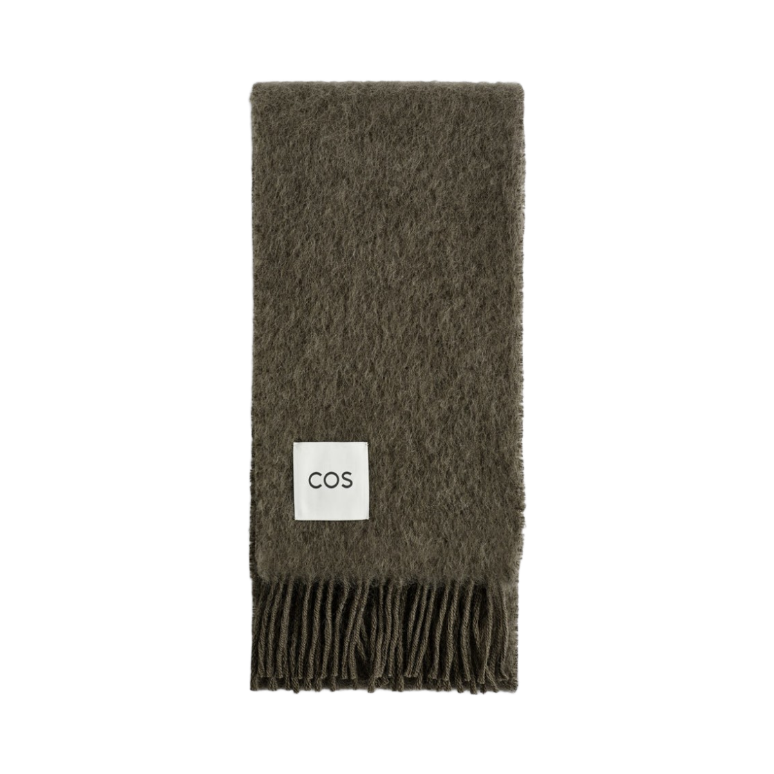 1253512004 COS Fringe Mohair Muffler Dark Khaki