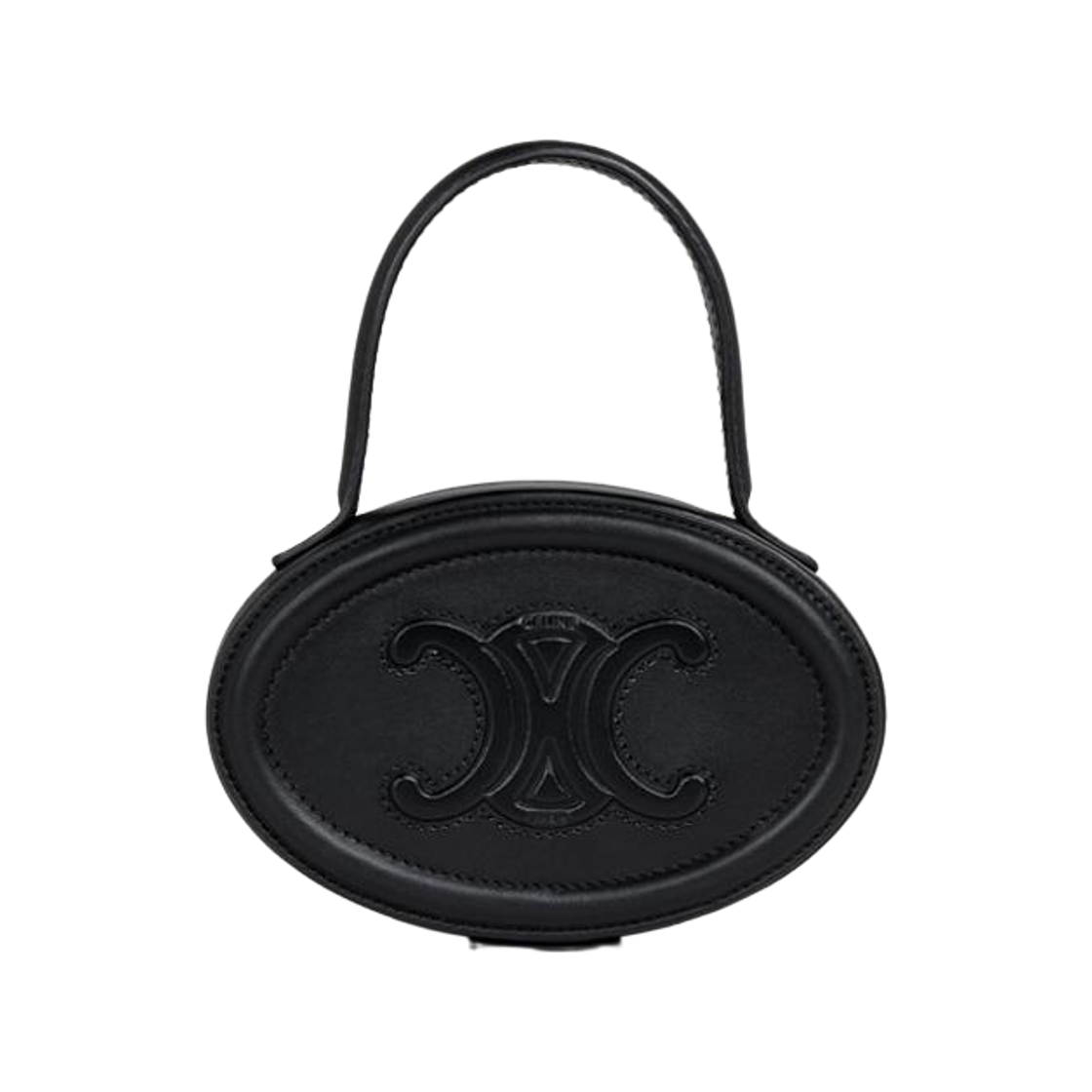 198613DU6-38NO Celine Oval Minaudiere Cuir Triomphe in Smooth Calfskin Black