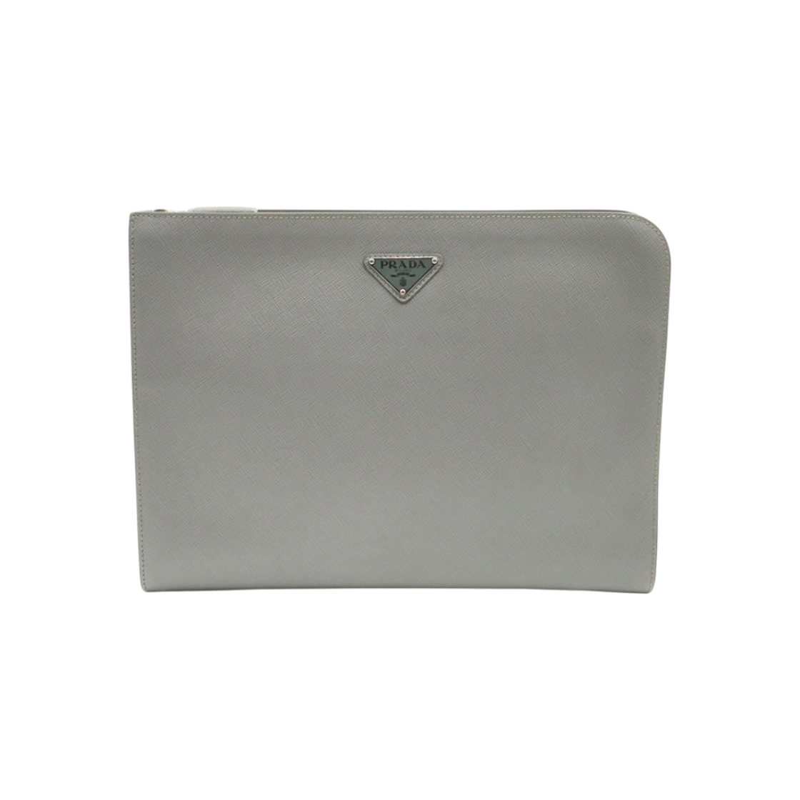 프라다 2VN003 그레이 사피아노 레더 은장 트라이앵글 로고 도큐먼트 홀더 클러치(Prada 2VN003 Gray Saffiano Leather Silver Triangle Logo Document Holder Clutch) - 1