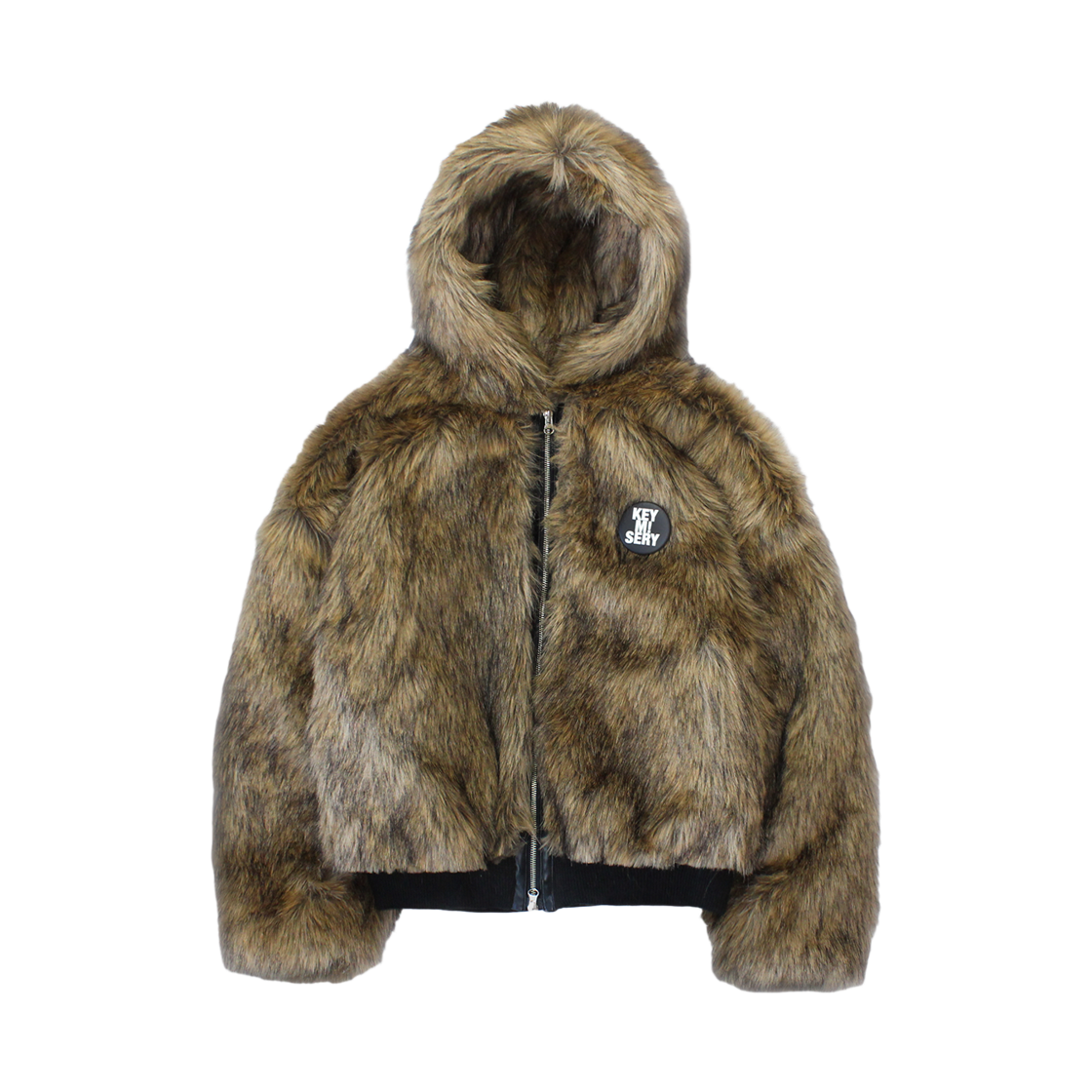 KM25AWJK05-BRW Keymisery Oversize Cropped Fur Jacket - Brown