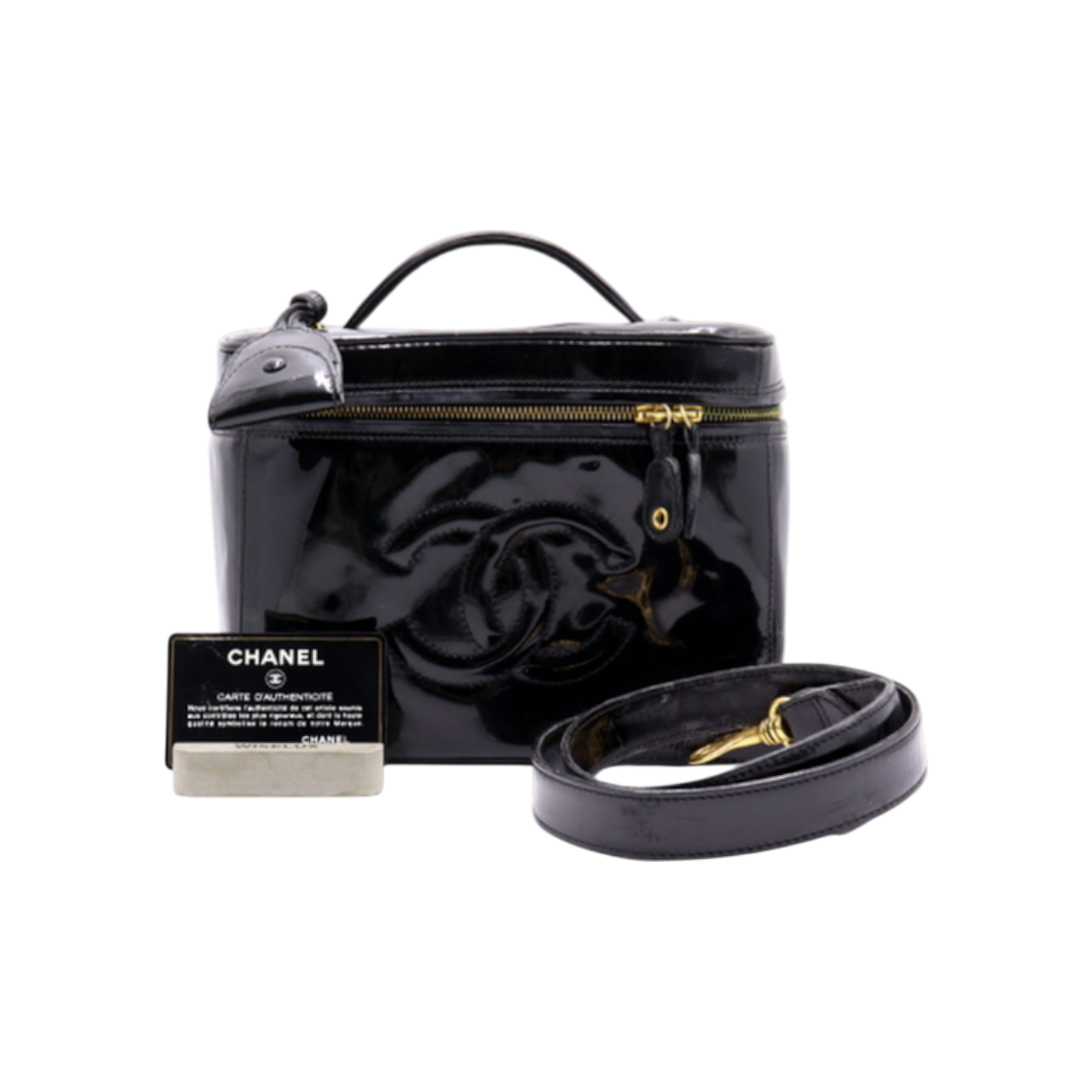 샤넬 빈티지 블랙 페이던트 타임리스CC베니티 여성 탑핸들 토트백 겸 숄더백 aa38330(Chanel Vintage Black Patent Timeless CC Vanity Top Handle Tote Bag & Shoulder Bag AA38330)