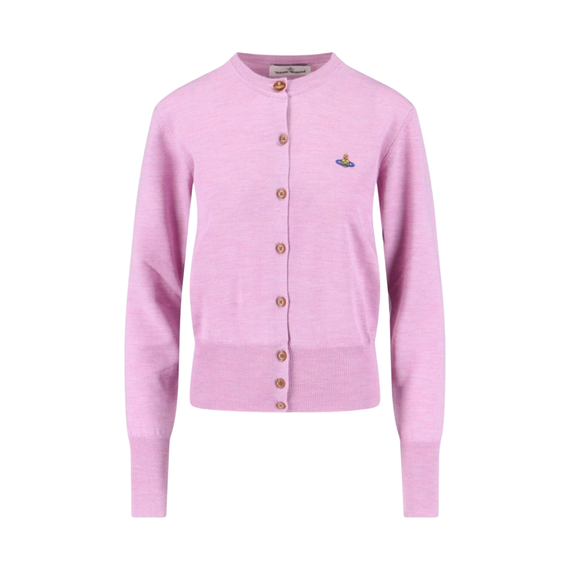 1803002P-Y0006-G402 (W) Vivienne Westwood Bea Virgin Wool Cardigan Pink Melange