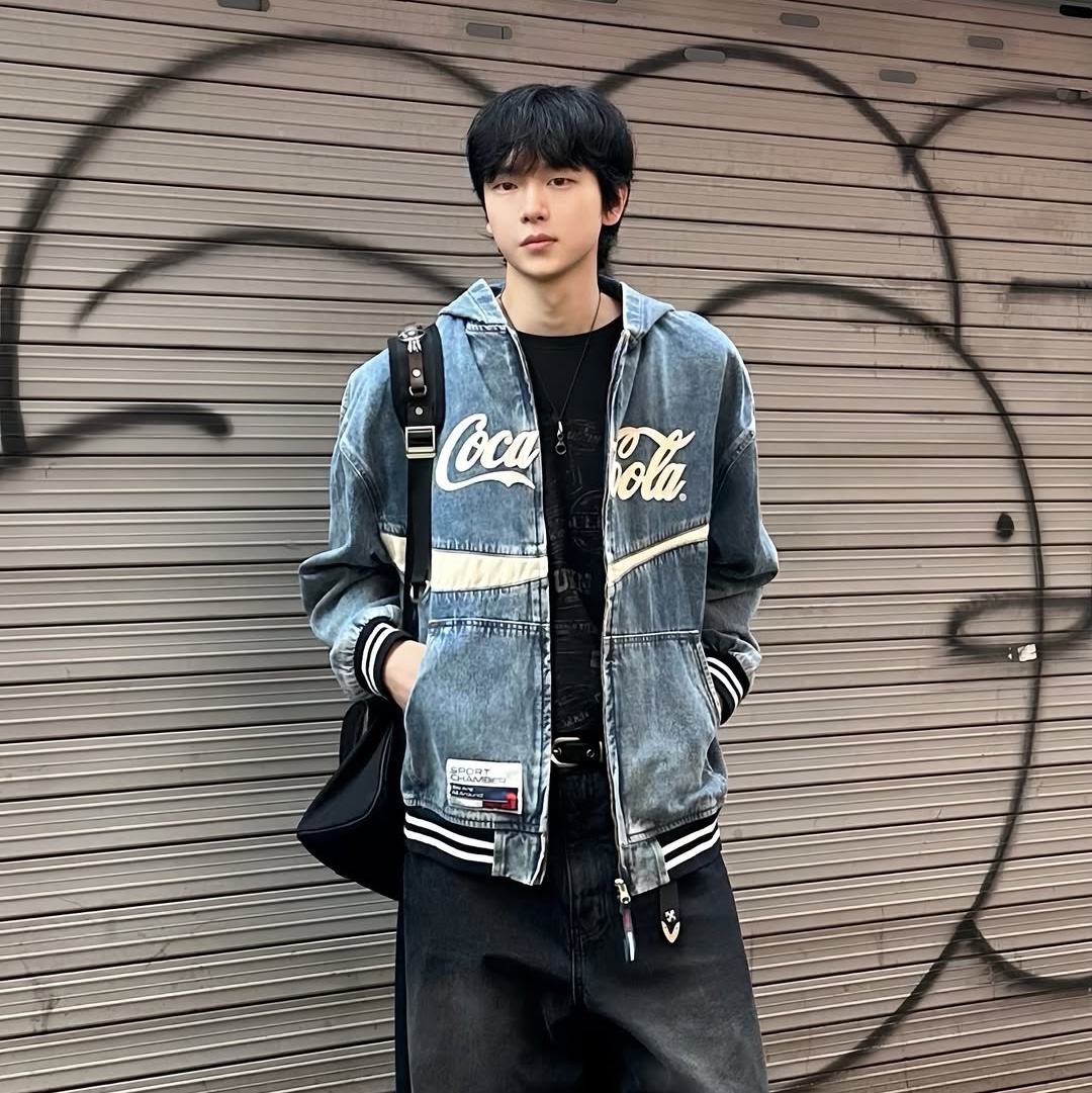 SPORT CHAMBER x Coca-Cola Denim Hood Jumper Blue 착용 스타일 - 1