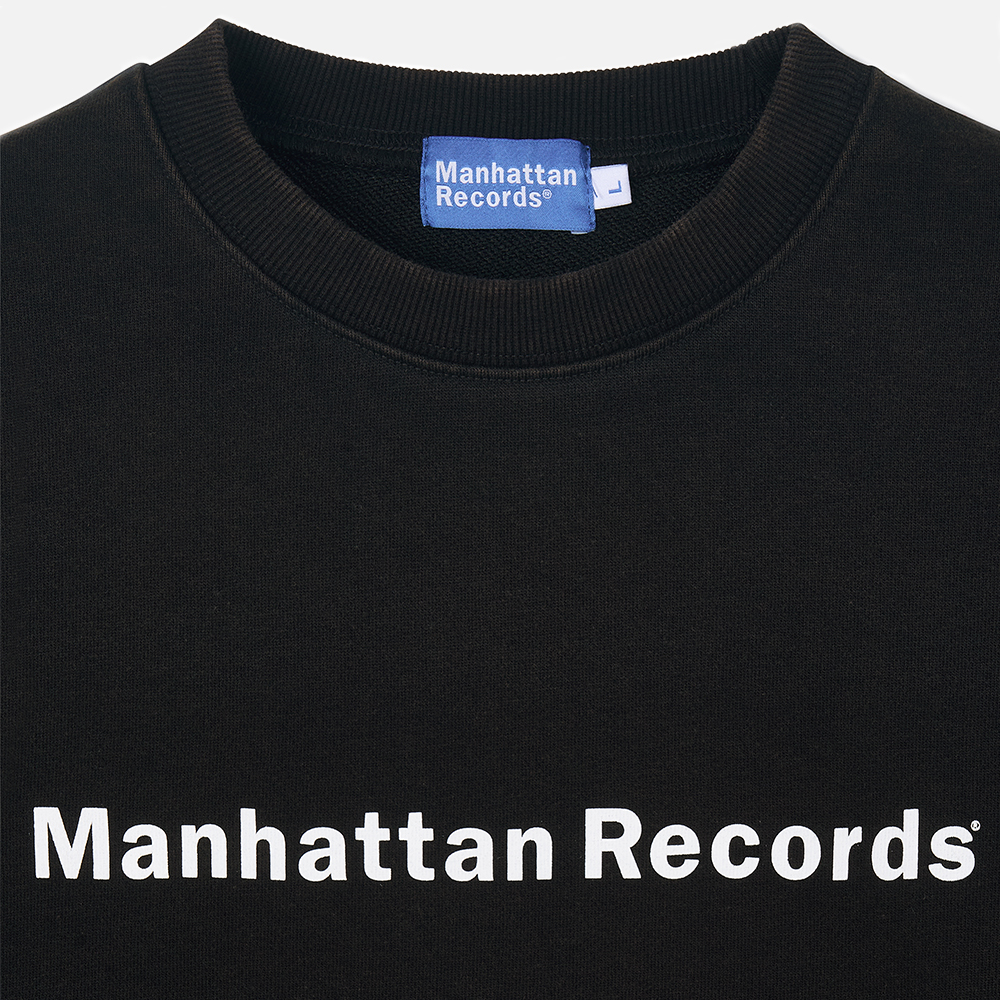 맨하탄 레코즈 로고 워시드 크루넥 - 블랙(Manhattan Records Logo Washed Crew Neck - Black) - 4
