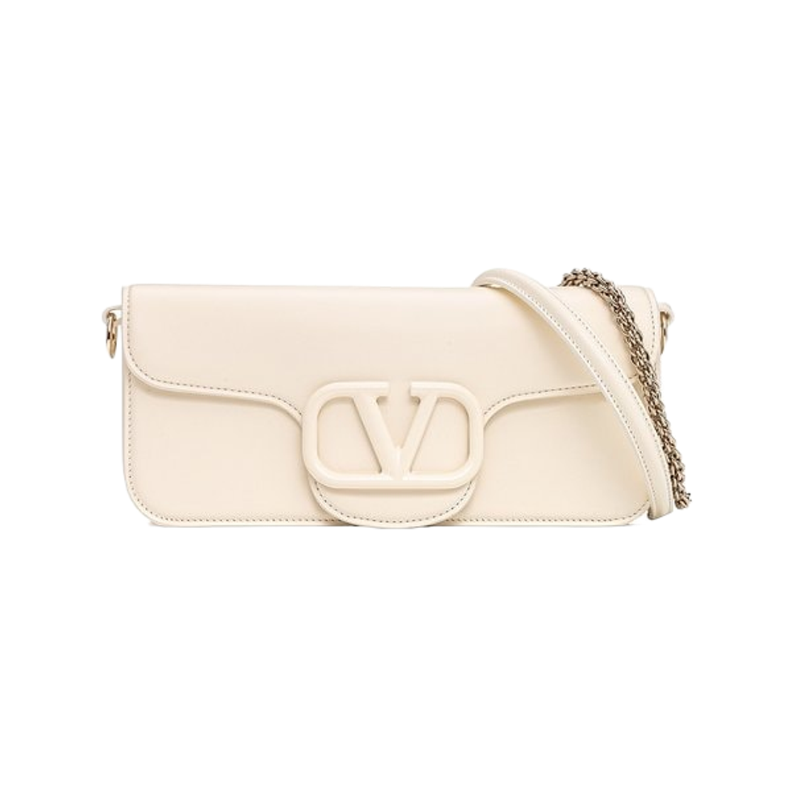 B0K30IYS098 Valentino Loco Calfskin Shoulder Bag Ivory