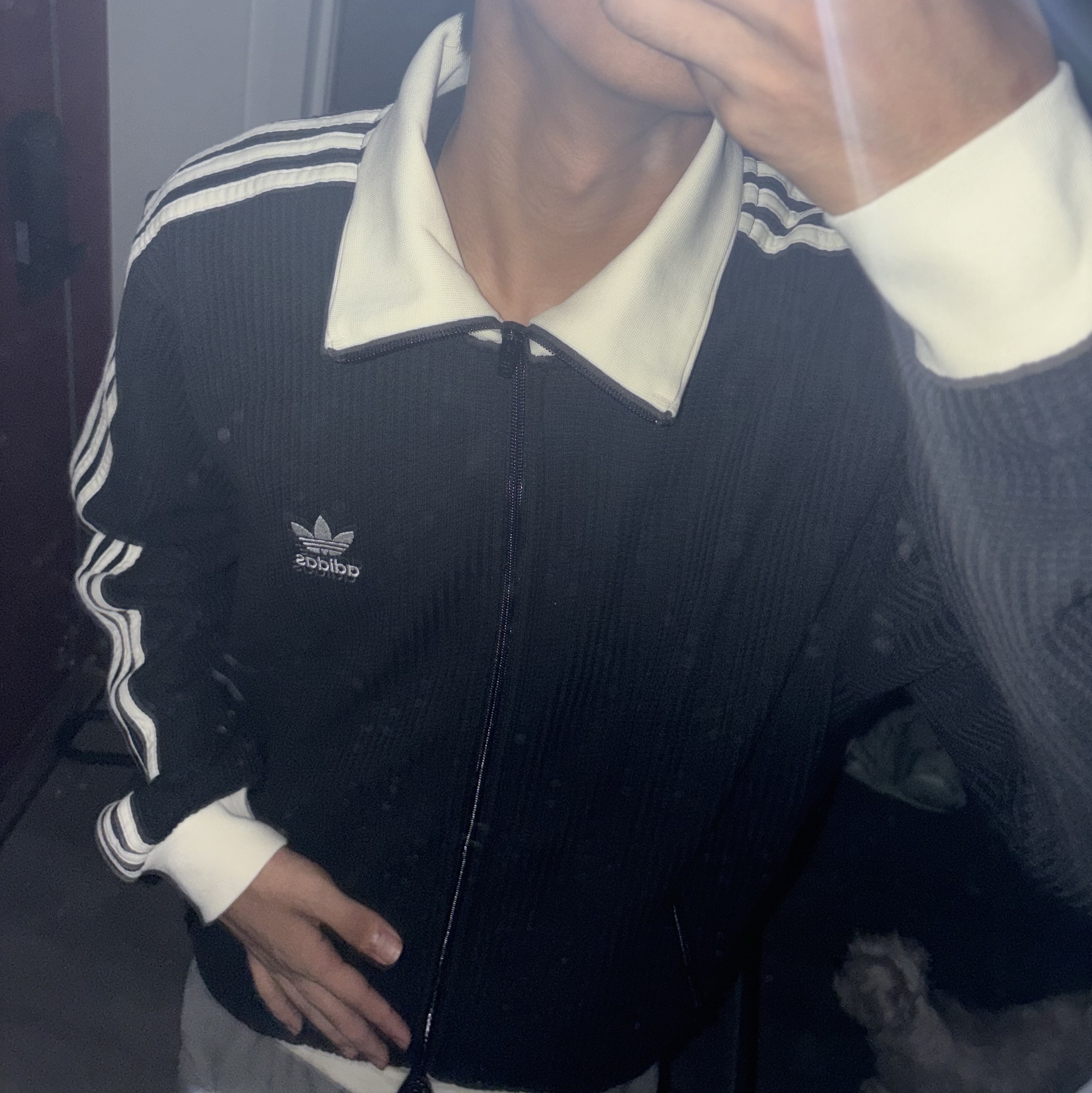 Adidas Waffle Beckenbauer Track Top Black - KR Sizing 착용 스타일