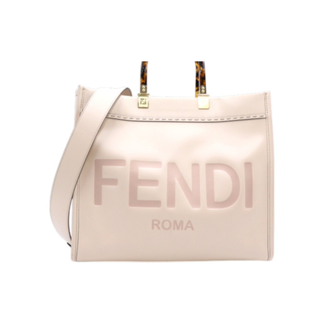 펜디 8BH386 핑크 선샤인 미디움 쇼퍼 레오파드 플렉시글라스 핸들 토트백 겸 숄더백 aa38213(Fendi 8BH386 Pink Sunshine Medium Shopper Leopard Plexiglass Handle Tote & Shoulder Bag AA38213) - 1
