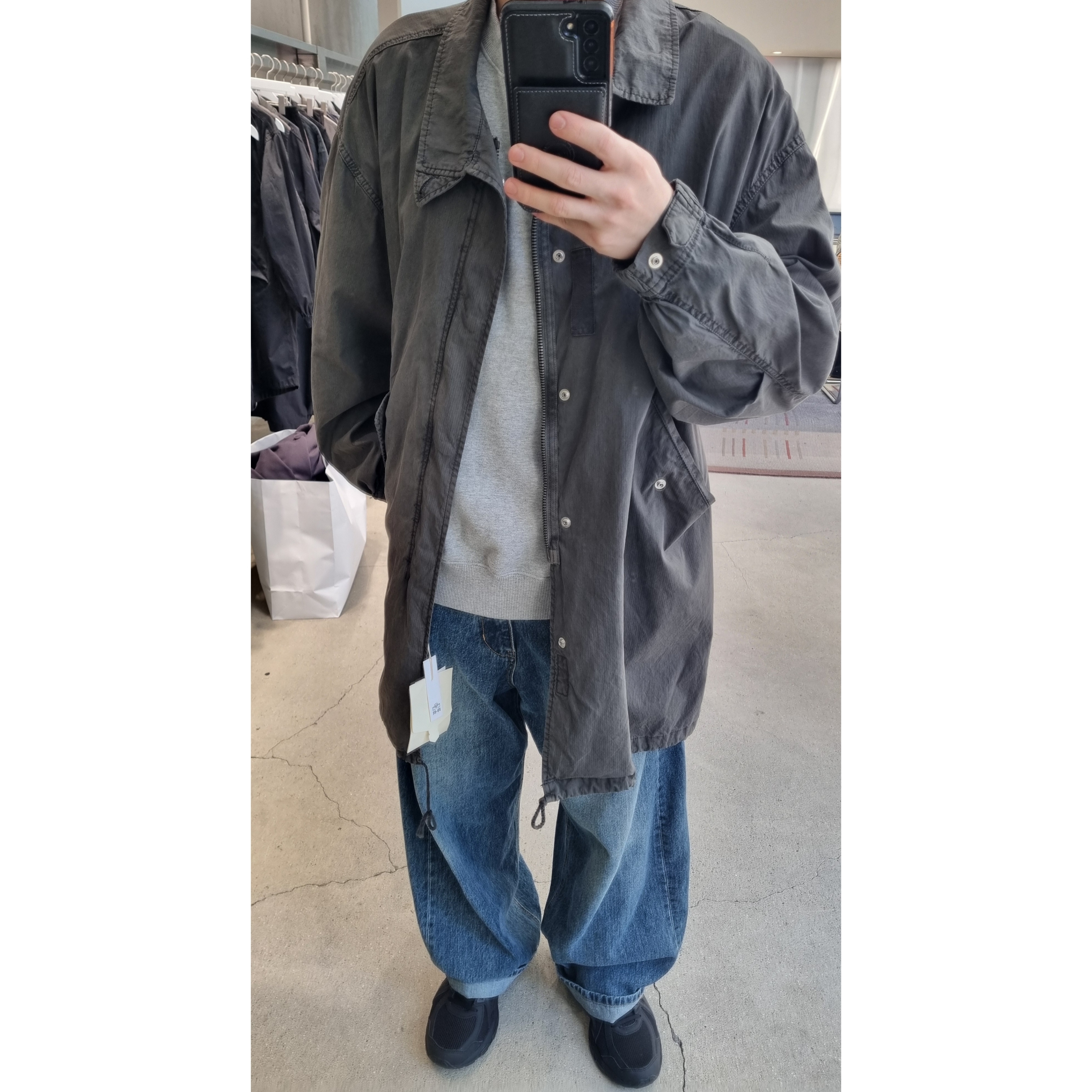 Asics Jog 100 T Black - 4E Extra Wide, Polyteru Dell Parka Sage Gray 착용 스타일 - 1