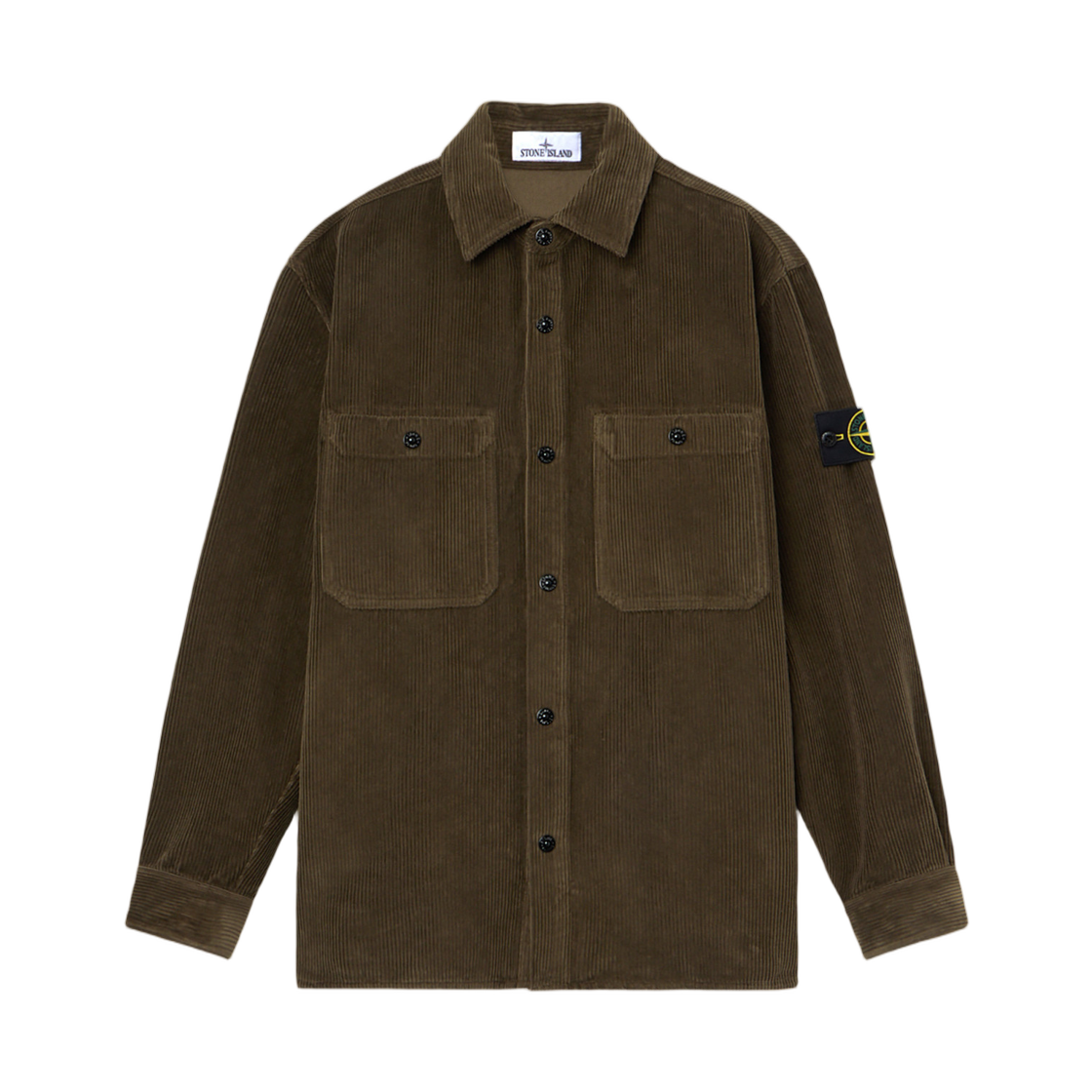 K2S1512000-12S0212-V0054 Stone Island 1200012 Organic Cotton Corduroy 800 Comfort Fit Overshirt with Pockets and Snap Fastening Military Green - 25FW