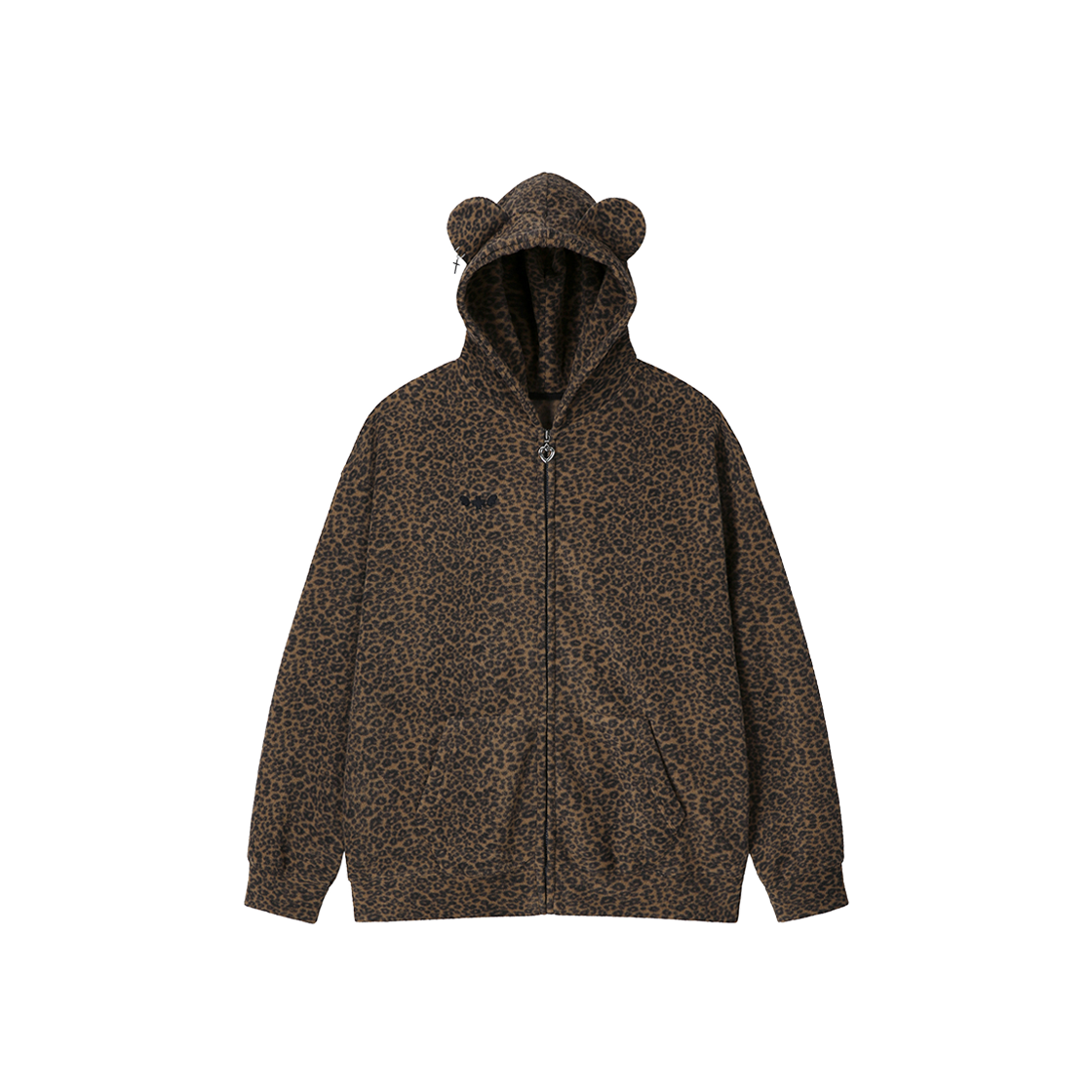 클럿 스튜디오 테디 레오파드 집업 후드 브라운(Clut Studio Teddy Leopard Zip-Up Hoodie Brown)