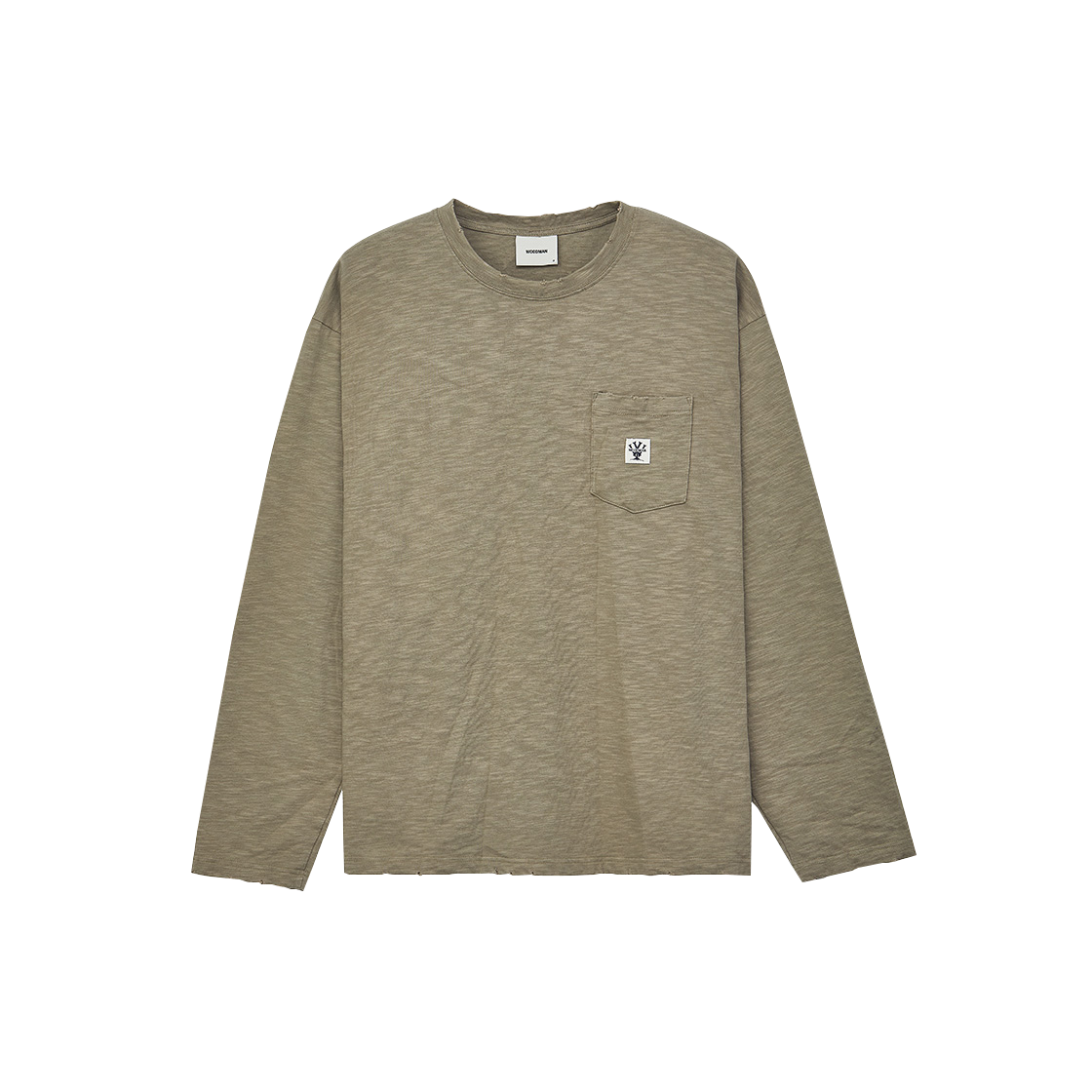 우드먼 빈티지 포켓 긴팔티 - 카키(Woodman Vintage Pocket Long Sleeve T-Shirt - Khaki)