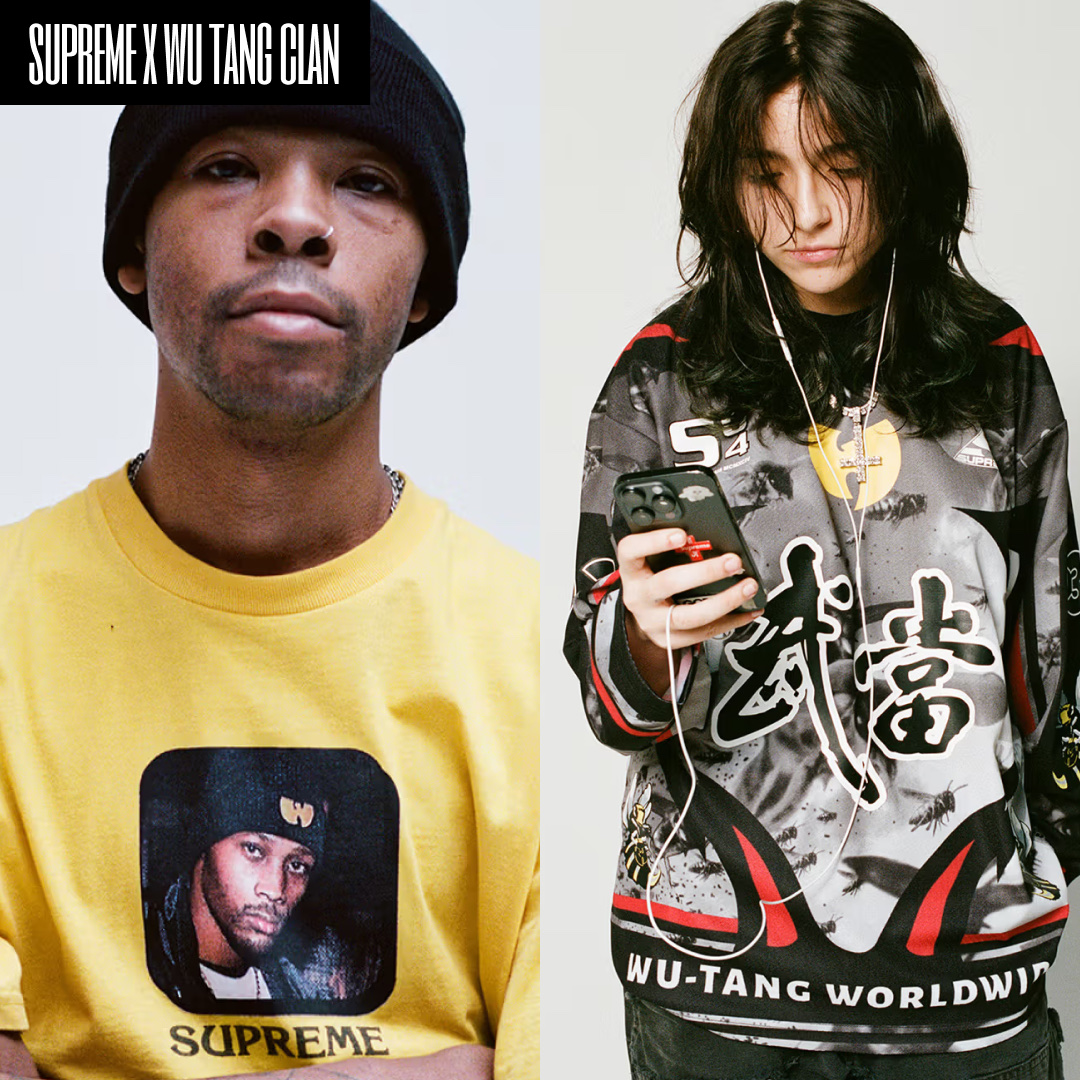 Supreme x Wu-Tang Clan Beanie Black - 25FW, Supreme x Wu-Tang Clan Hooded Sweatshirt Navy - 25FW 착용 스타일 - 3