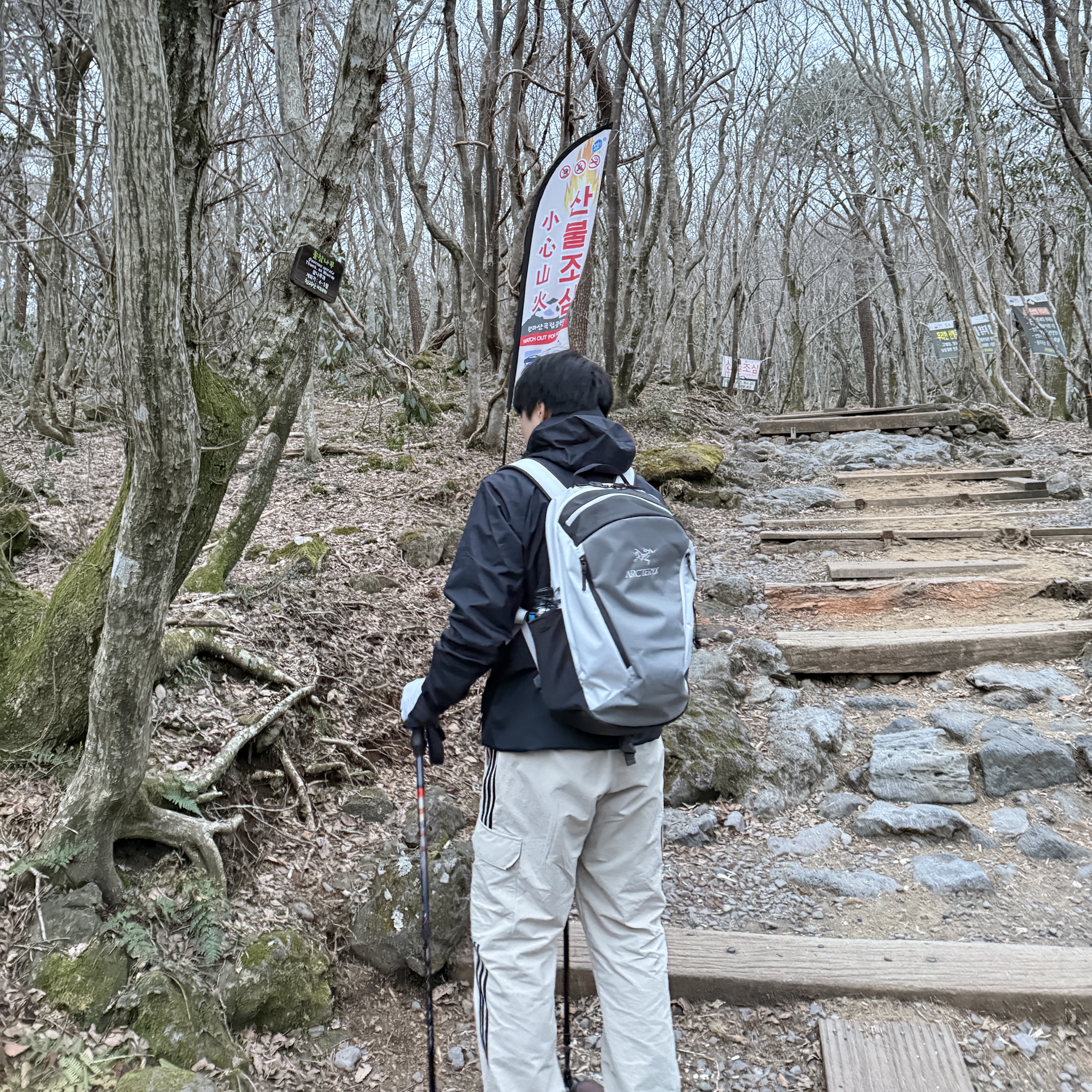 Arc'teryx x Beams Mantis 26 Backpack Tranquil, Patagonia Torrentshell 3L Jacket Black 착용 스타일