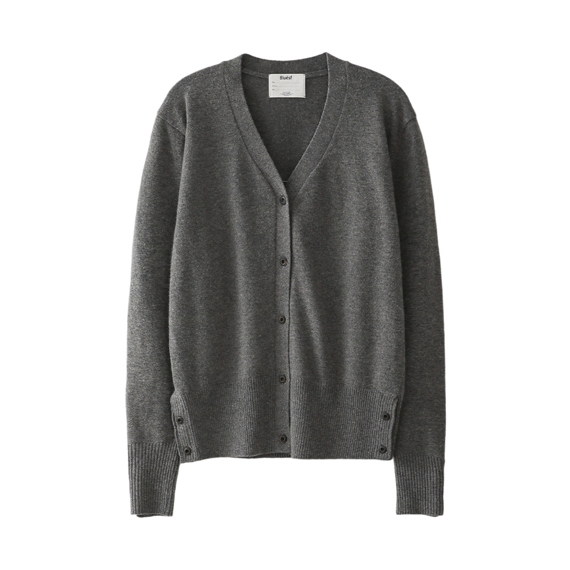 Bluesf107 Blue Sunflower Bloom Wool Cardigan Melange Grey