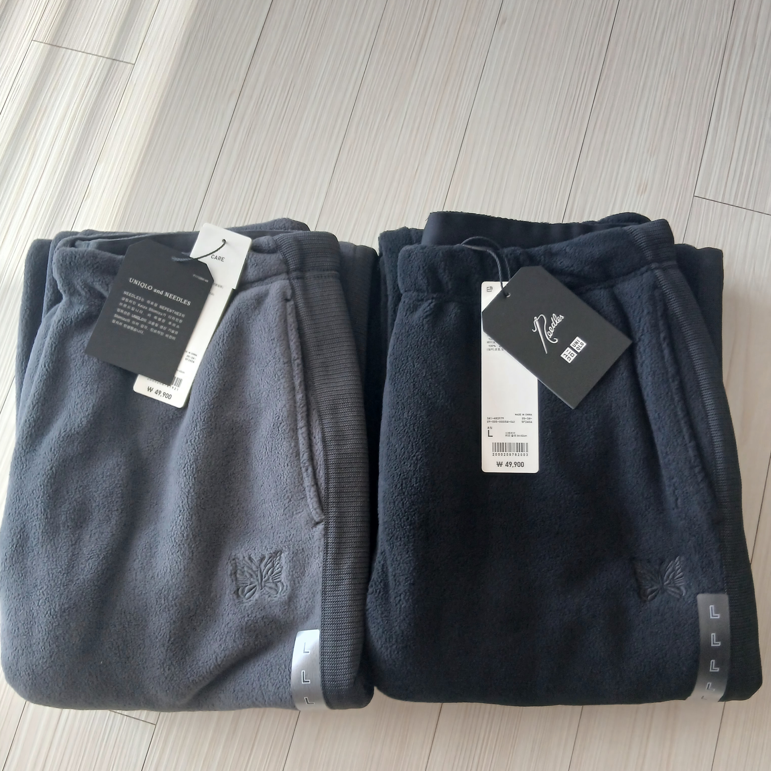 Uniqlo x Needles Fleece Wide Pants Black - KR, Uniqlo x Needles Fleece Wide Pants Dark Gray - KR 착용 스타일 - 4