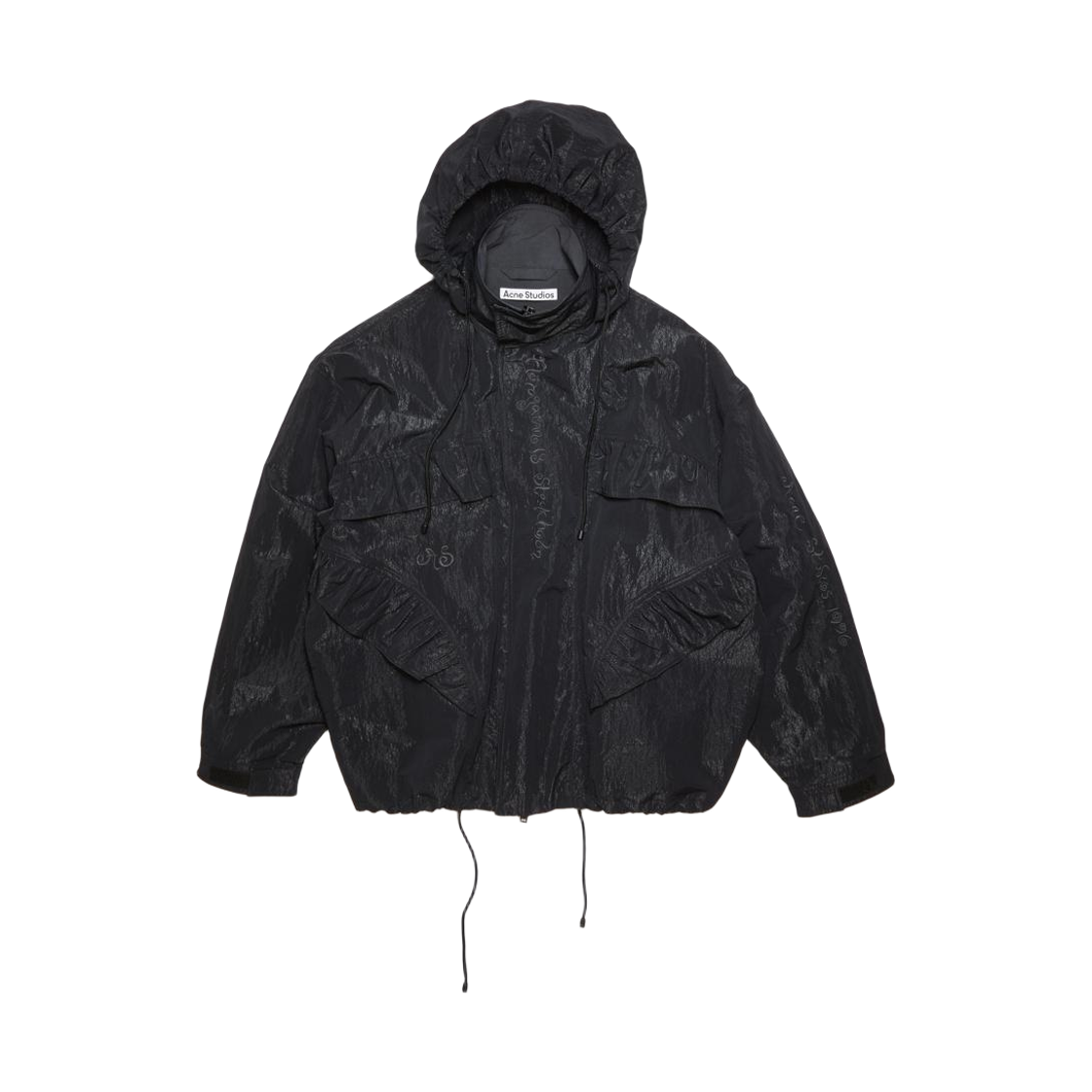 B90715-DH2 Acne Studios Embroidered Nylon Jacket Stone Black