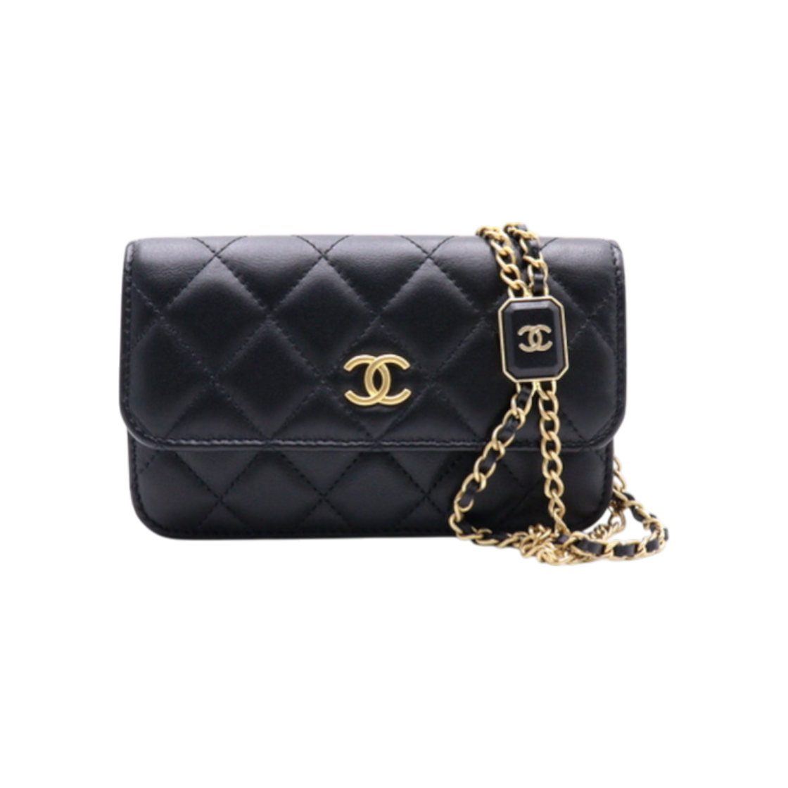 샤넬 블랙 퀄티드 램스킨 프리미에르케이스CC금장 플랩 벨트백 크로스백 aa38128(Chanel Black Quilted Lambskin Premier Case CC Gold-Plated Flap Belt Bag Crossbody AA38128) - 1