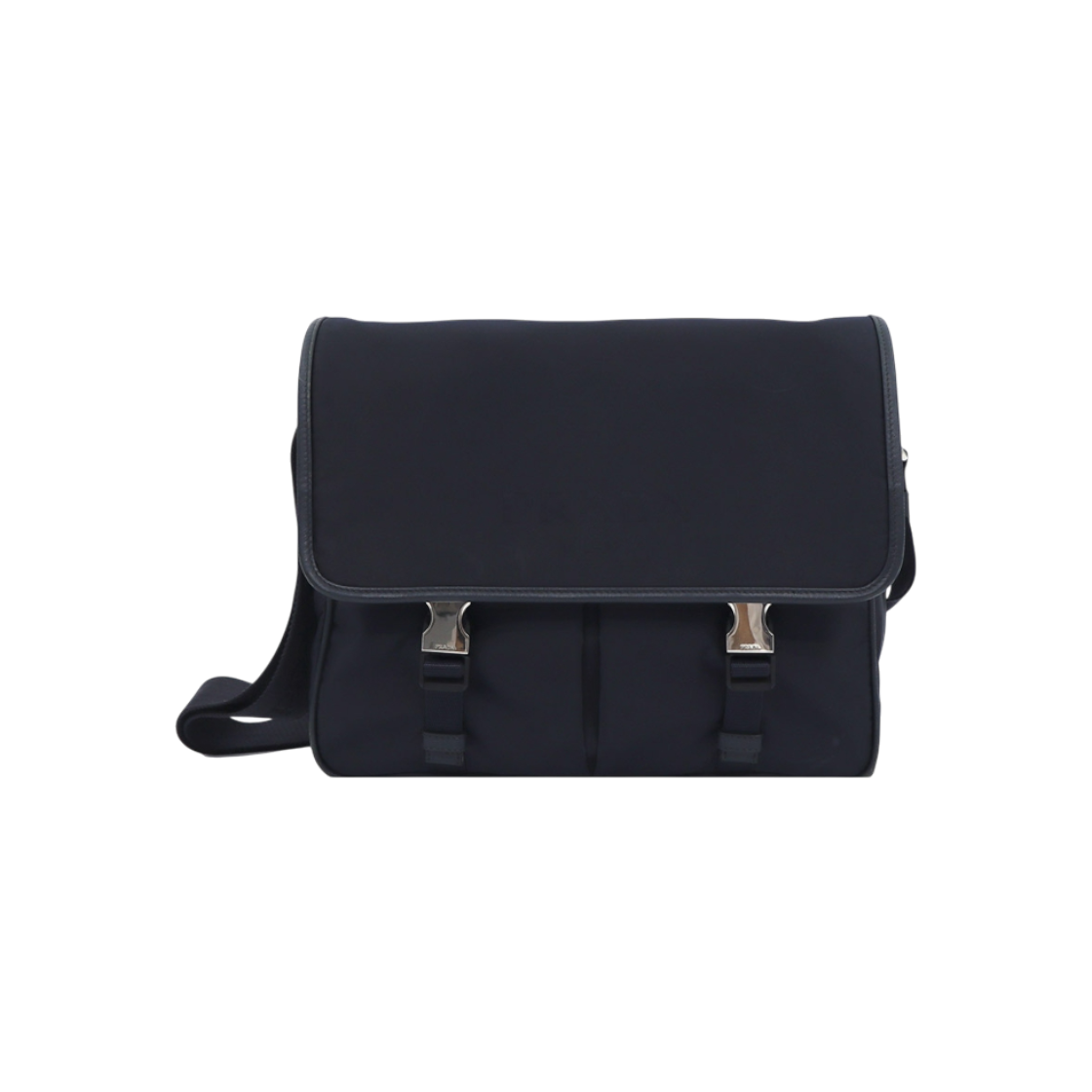 IT7JE4ILONEQ Prada 2VD768 Black Tessuto Nylon Saffiano Silver Messenger Crossbody Bag