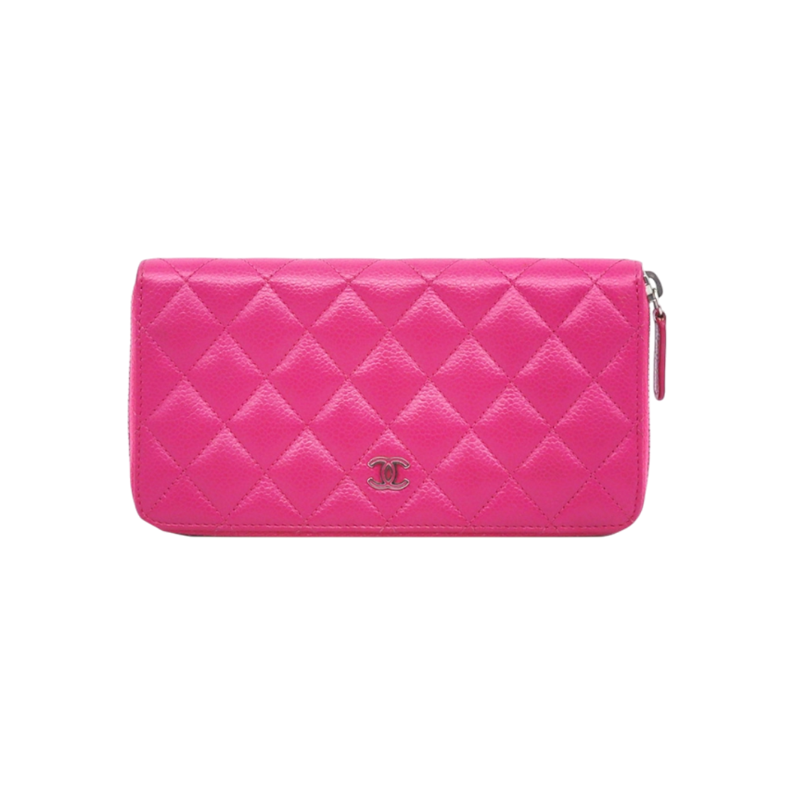 IT7T2BCMW89H Chanel A50097 Pink Caviar Skin Silver CC Logo Long Wallet (21 Series)