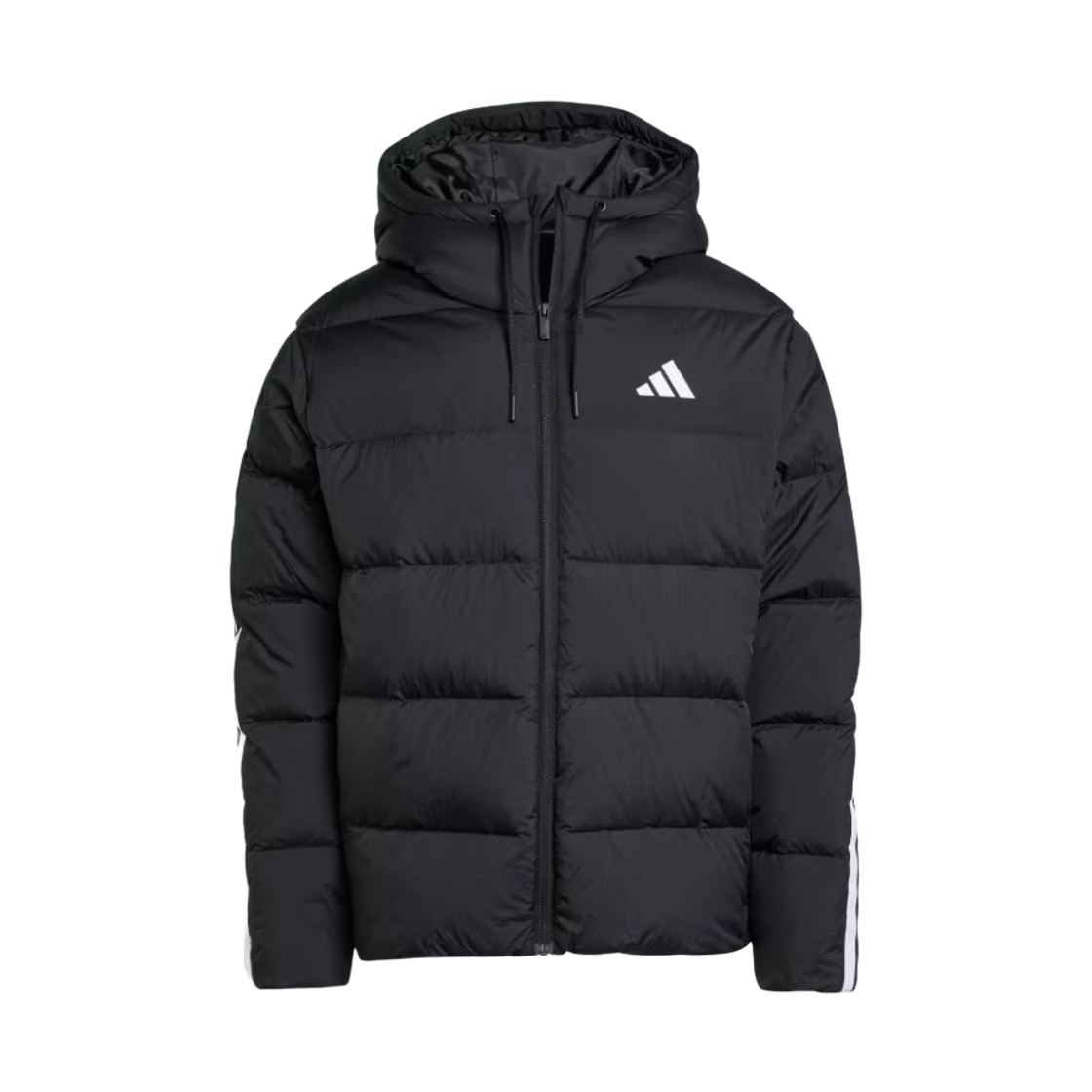 JM4165 Adidas Essentials Climawarm 3-Stripes Puffer Down Hooded Jacket Black - US Sizing