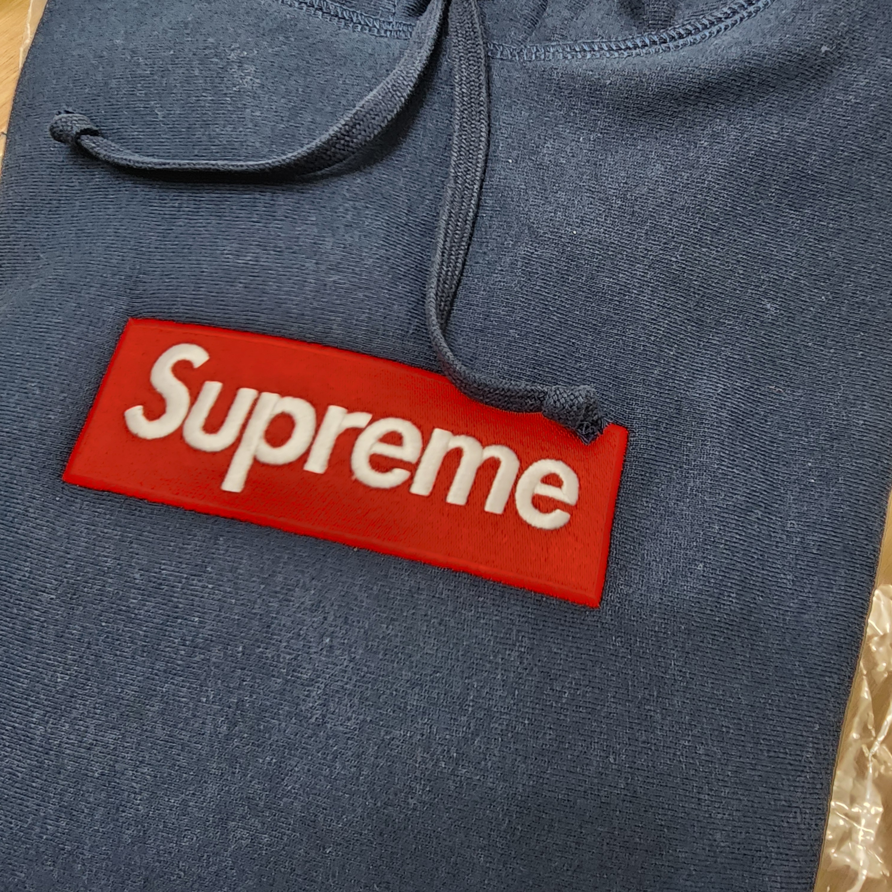 Supreme Box Logo Hooded Sweatshirt Navy - 24FW 착용 스타일