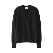Blue Sunflower Bloom Wool Cardigan Black
