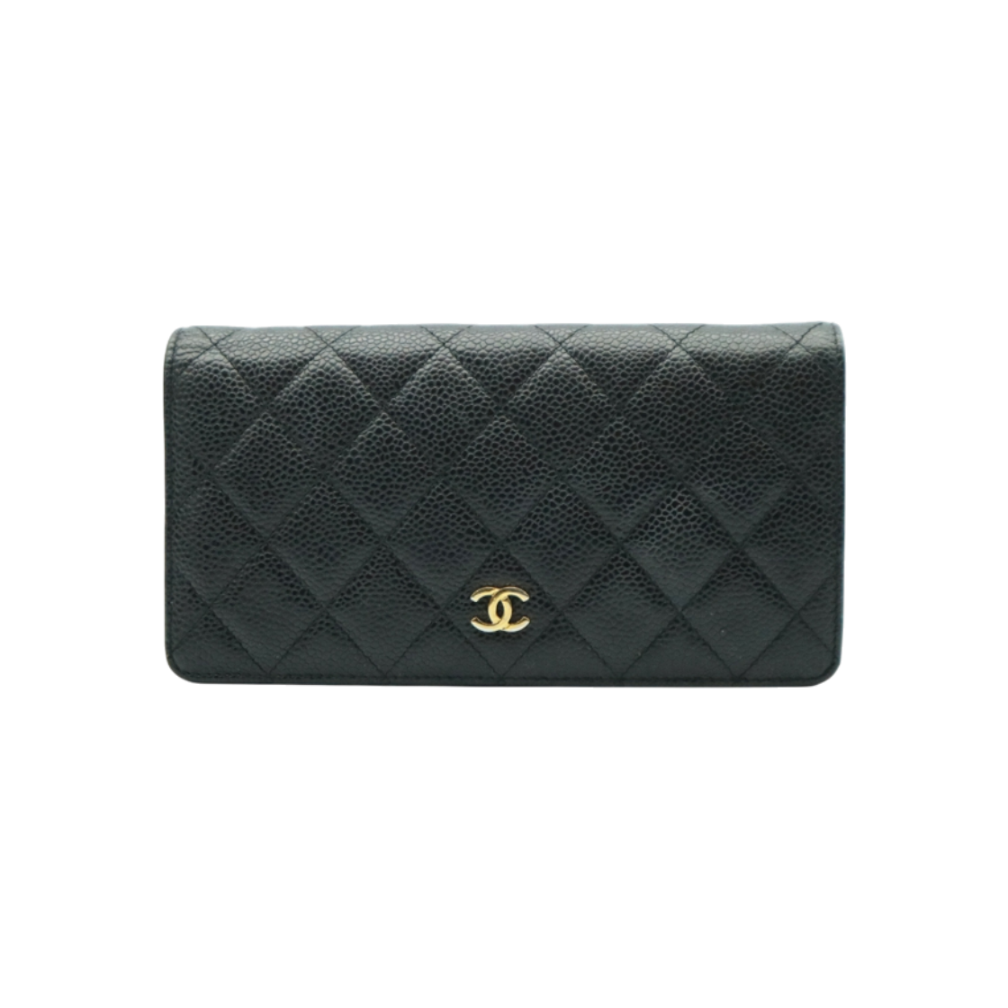 ITFOW3DRAUNG Chanel A31509 Black Caviar Gold Classic Long Flap Wallet (22 Series)