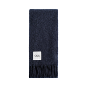 COS Fringe Mohair Muffler Navy