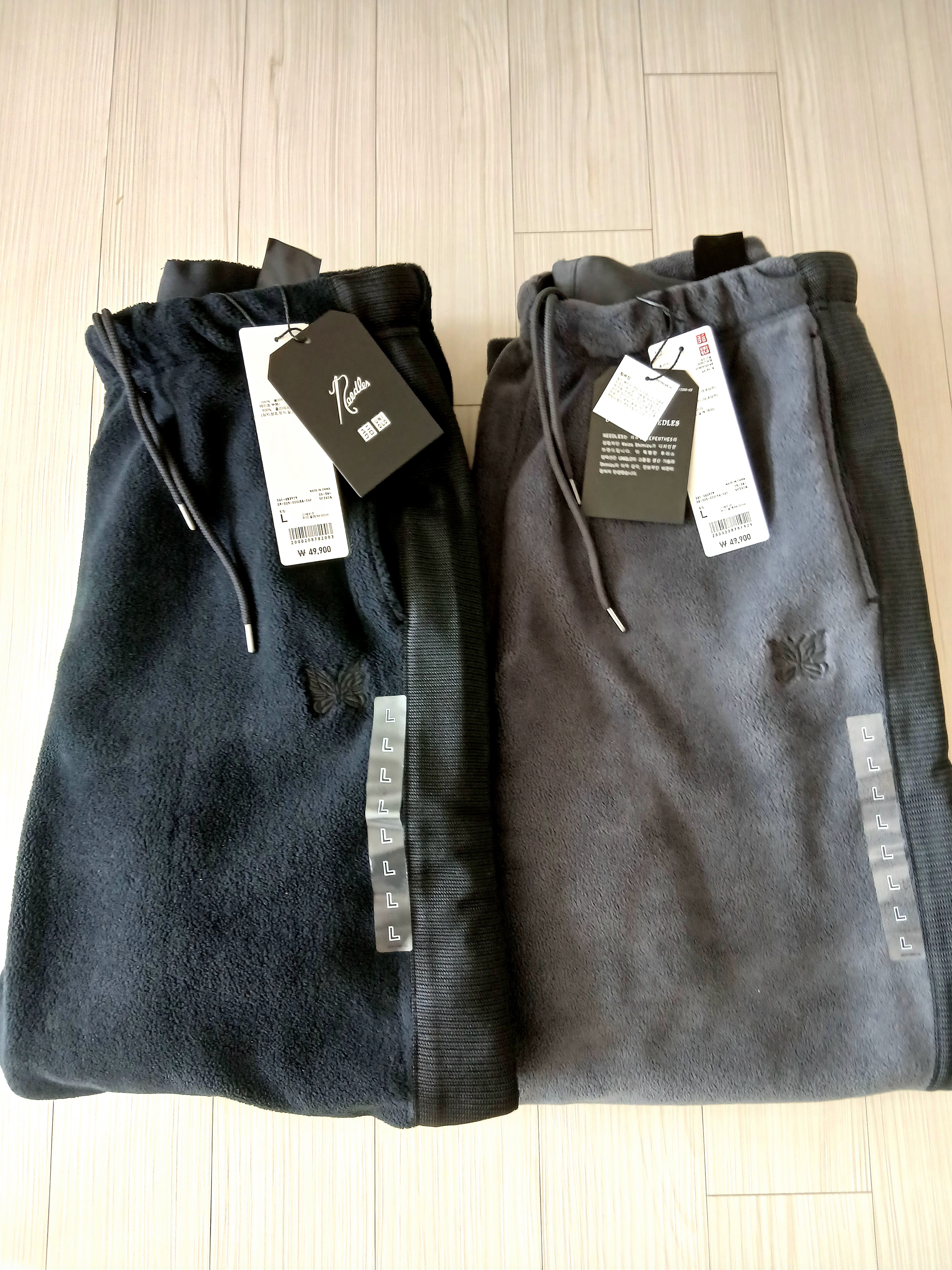 Uniqlo x Needles Fleece Wide Pants Black - KR 착용 스타일 - 6
